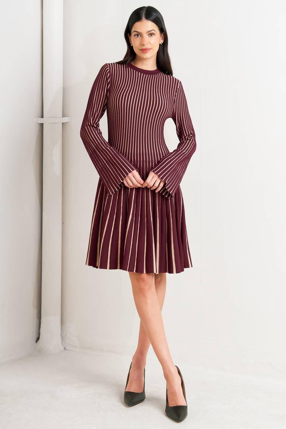 VERTICAL GRACE SWEATER MINI DRESS.