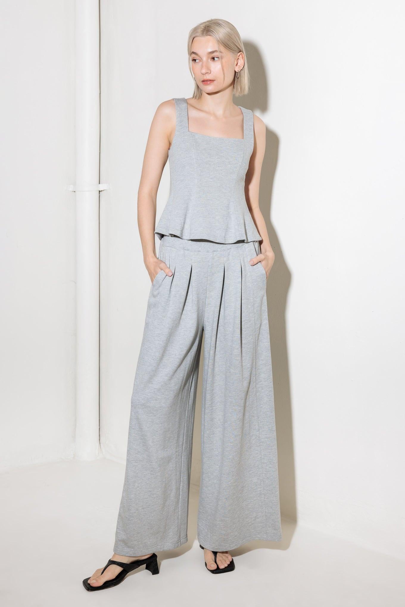 TRUST THE NOW IN KNIT TOP AND PANT SET.