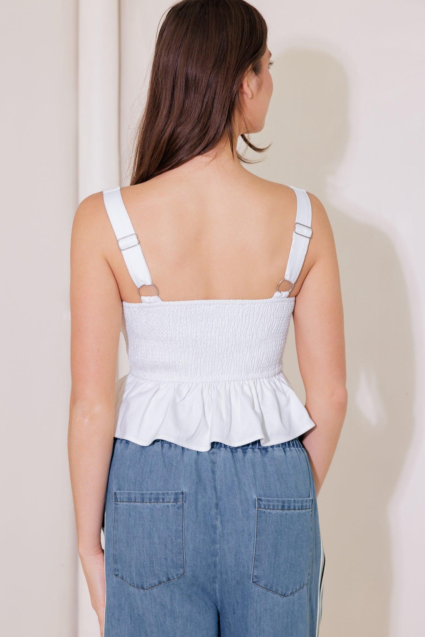 IN THIS MOMENT WHITE WOVEN TOP.