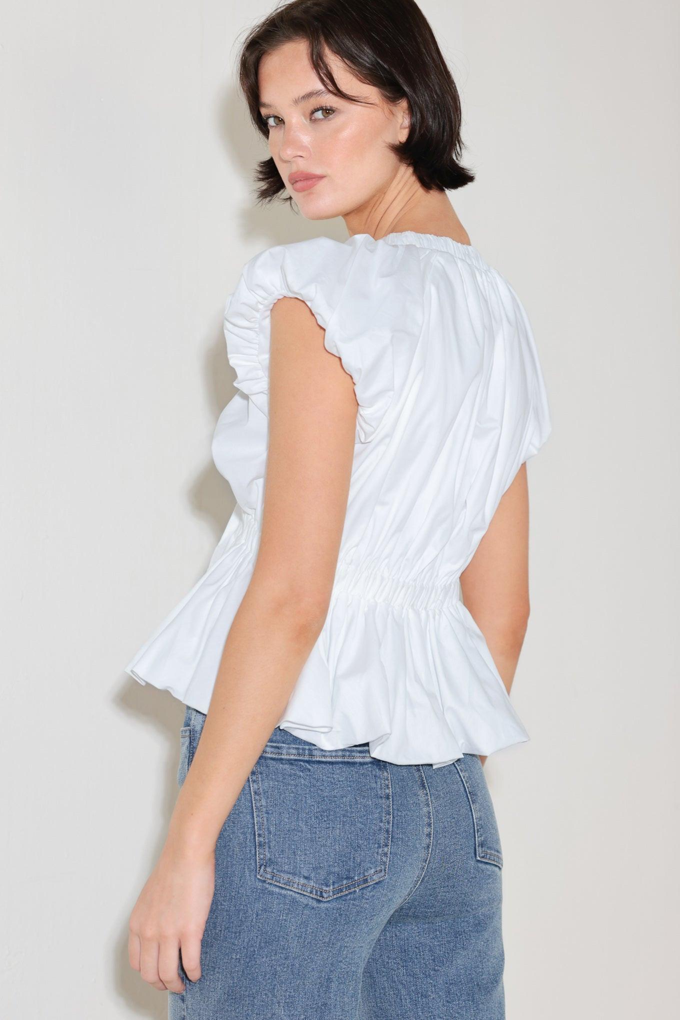SCARLET COUNTRY GIRL WOVEN TOP.