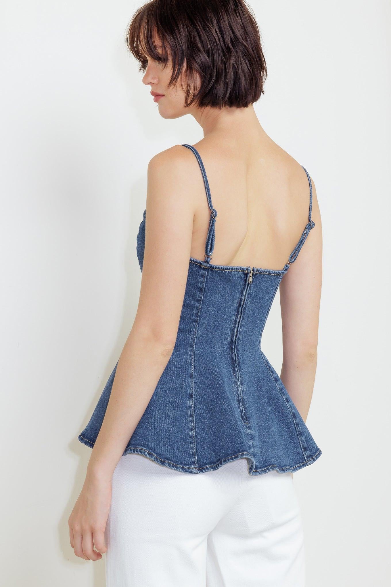 POWER POISE INDIGO CAMI TOP.