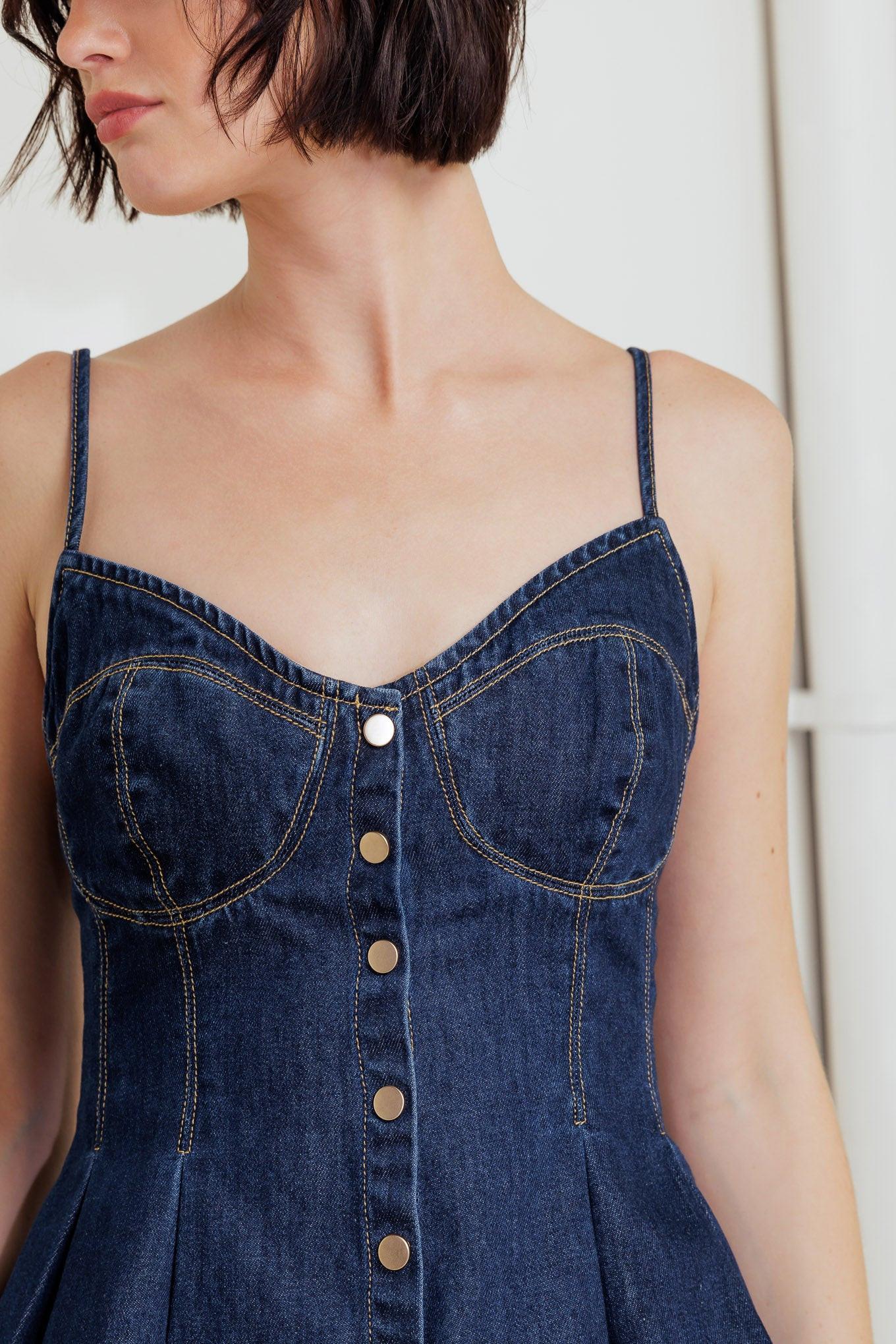 SILENT AUTHORITY DENIM CAMI TOP.