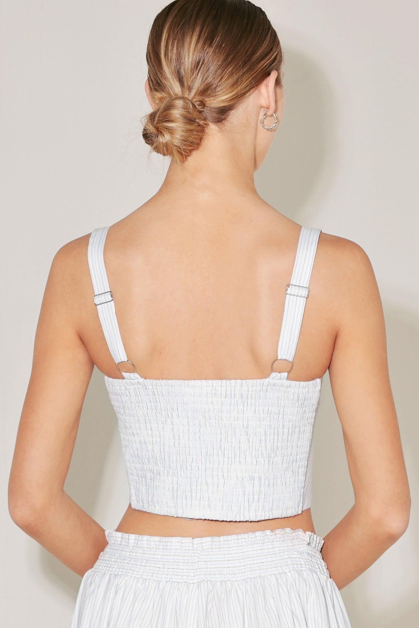 OCEAN BREEZE WOVEN CROP TOP.