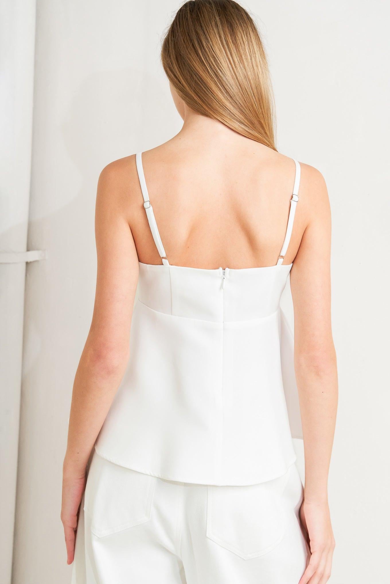 MINIMAL MOOD WOVEN CAMI TOP.