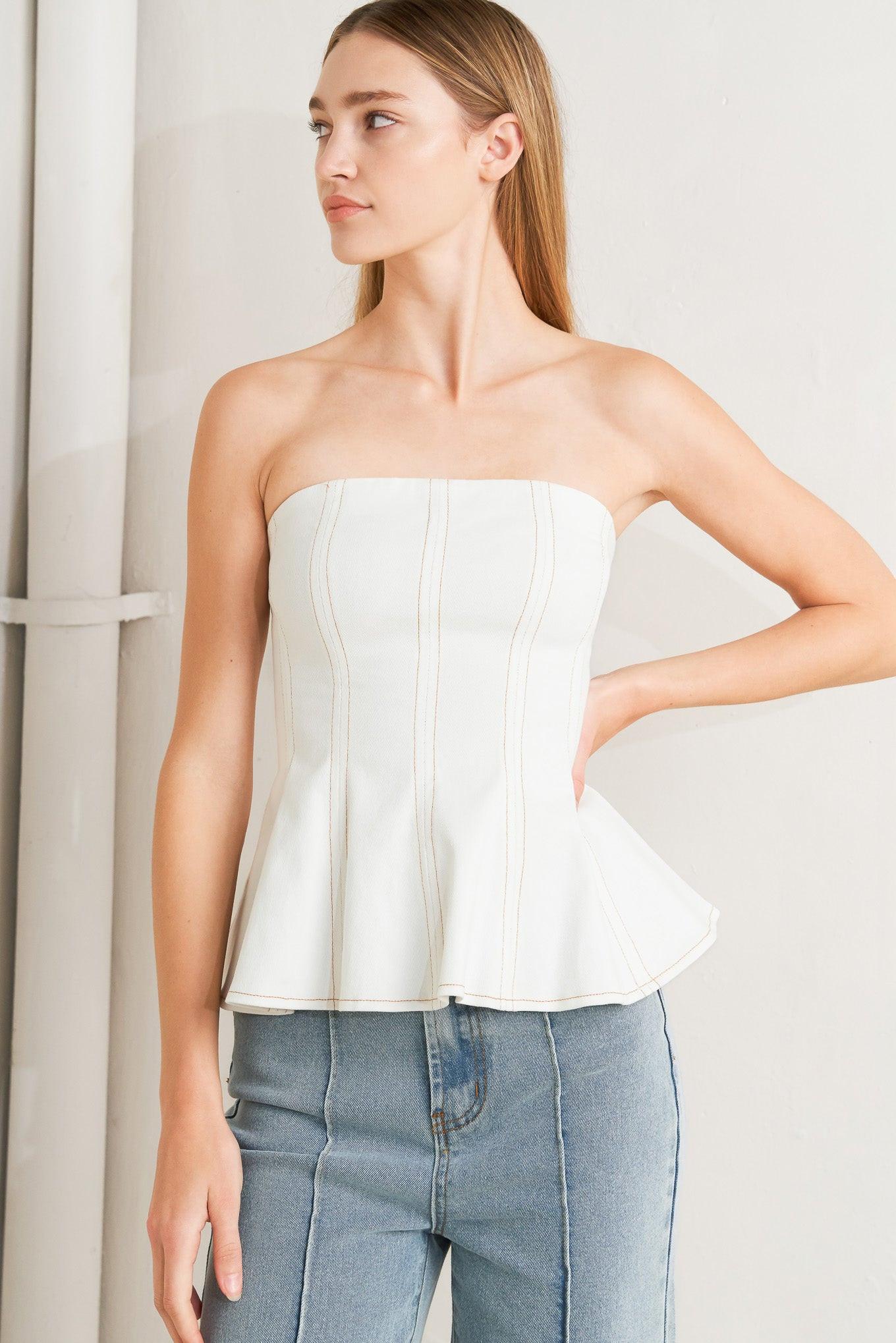 SUBTLE DRAMA WOVEN TOP.