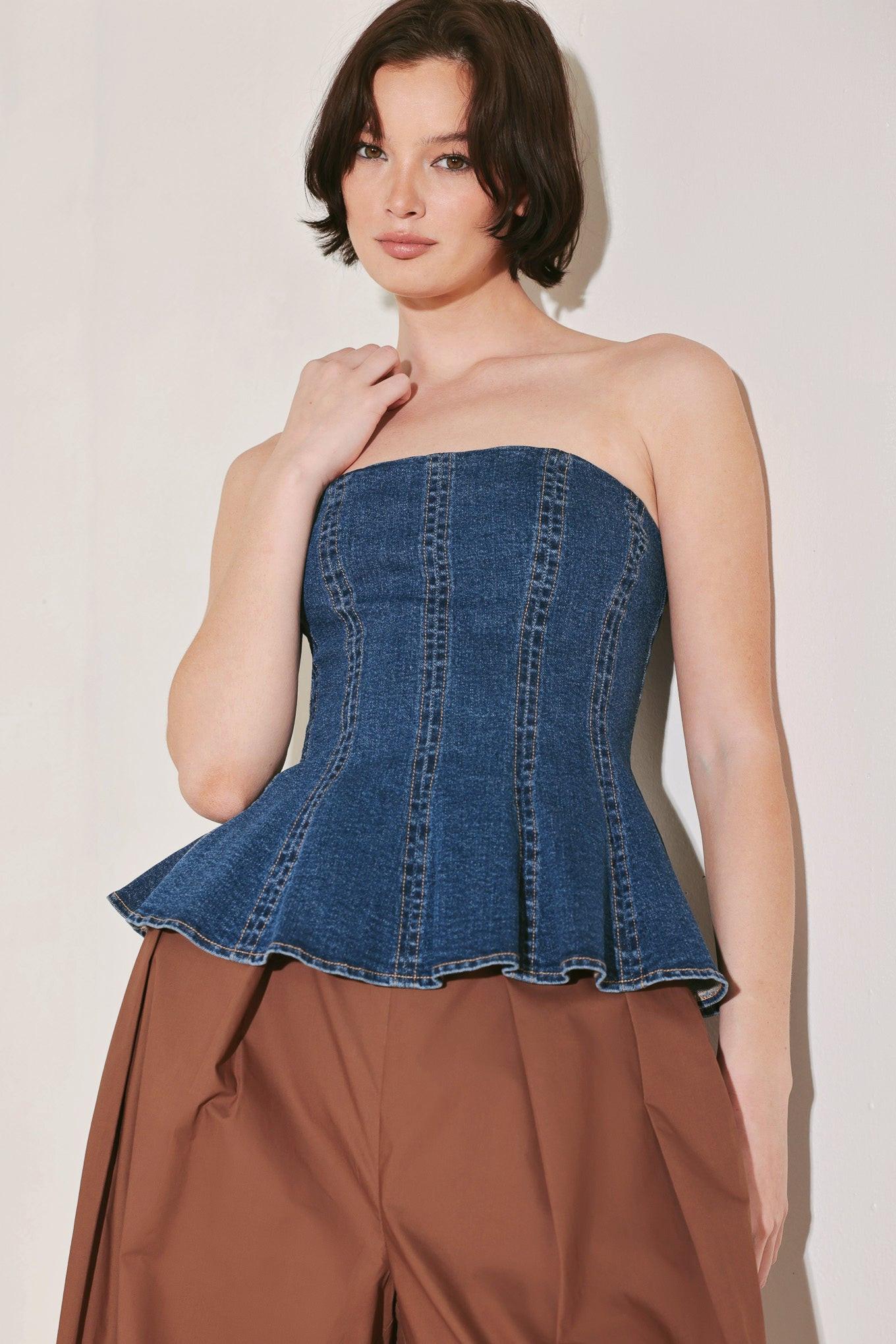 POWER PLAY DENIM TOP.