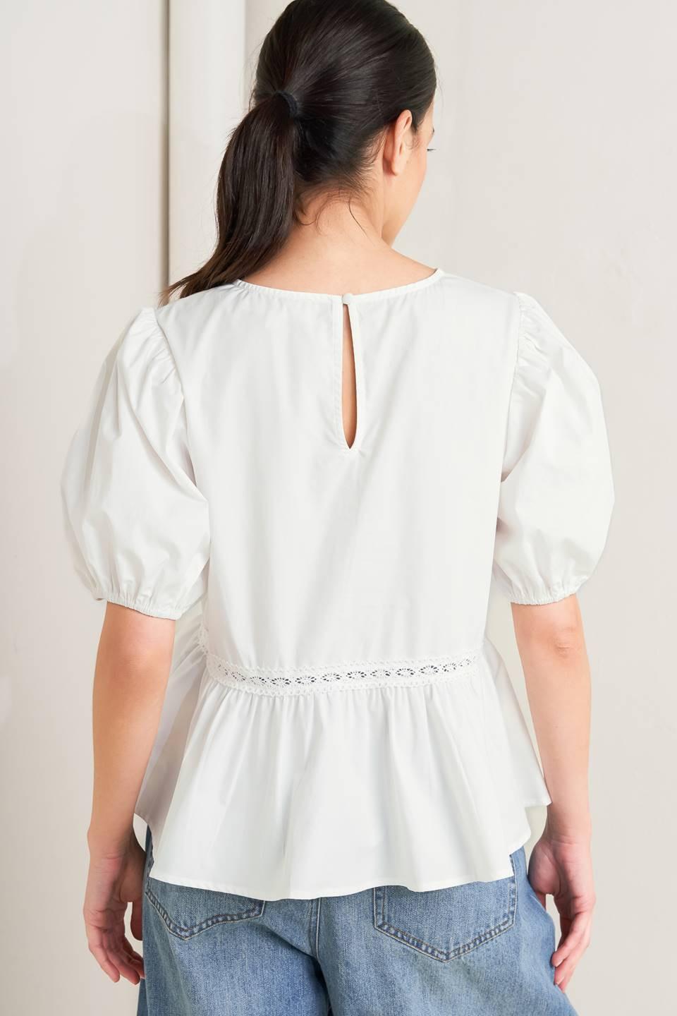 SILENT MORNING WOVEN TOP.