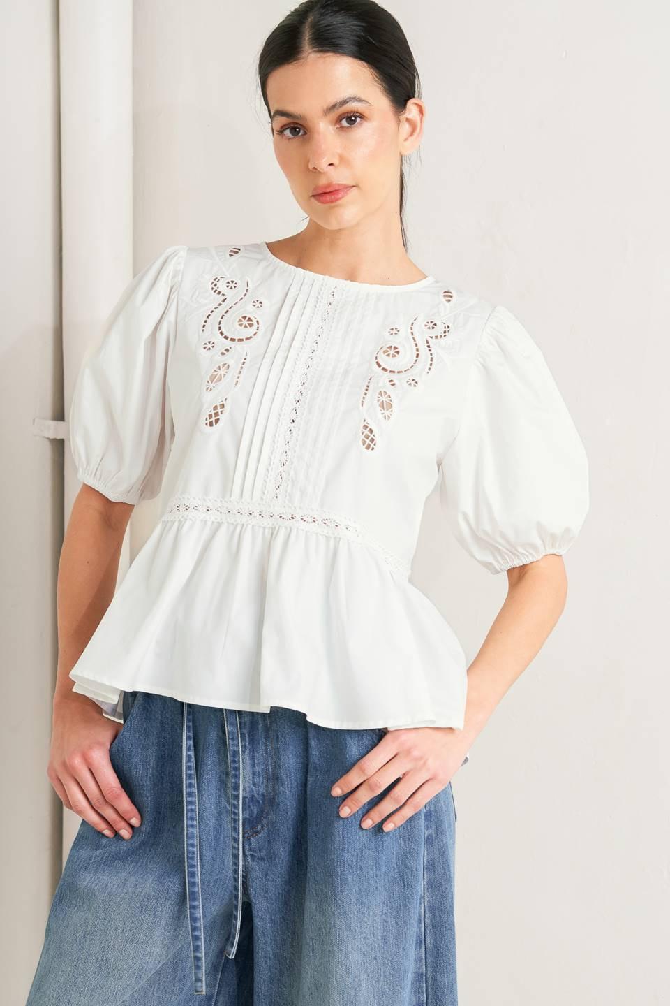 SILENT MORNING WOVEN TOP.