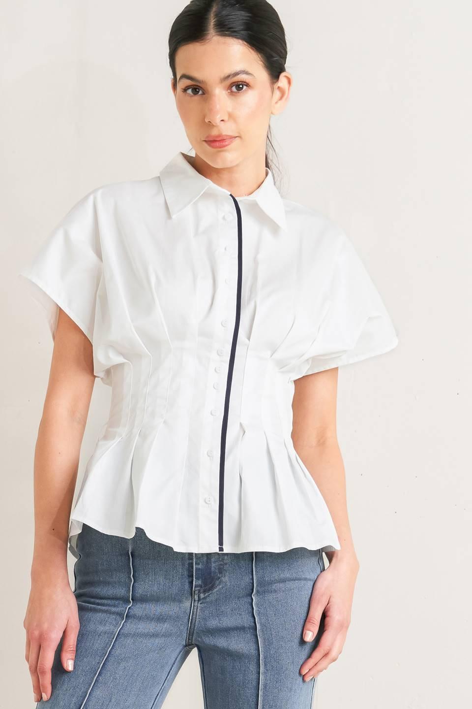 QUIET FORCE WOVEN TOP.