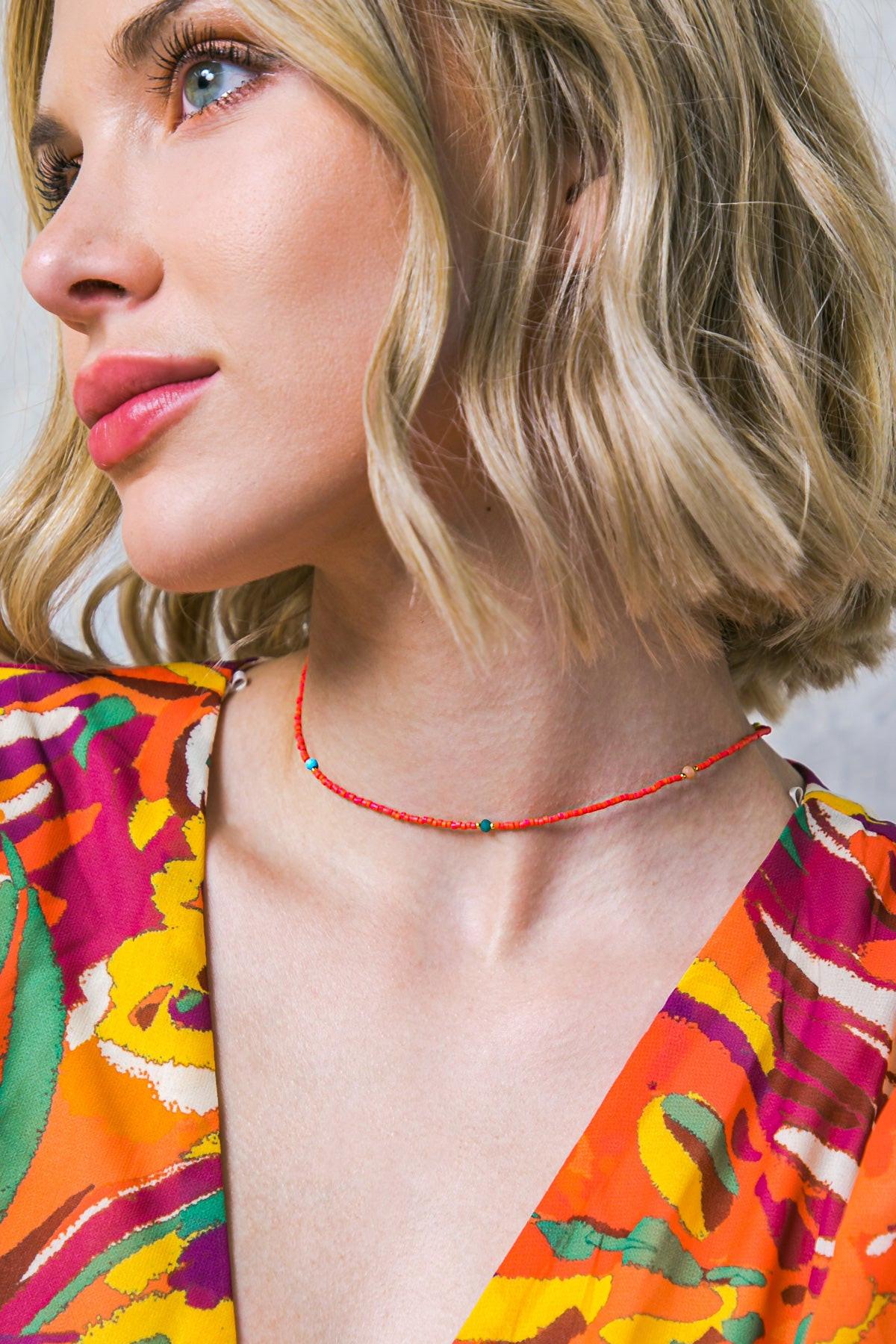 BOHO FLEX RED CHOKER.