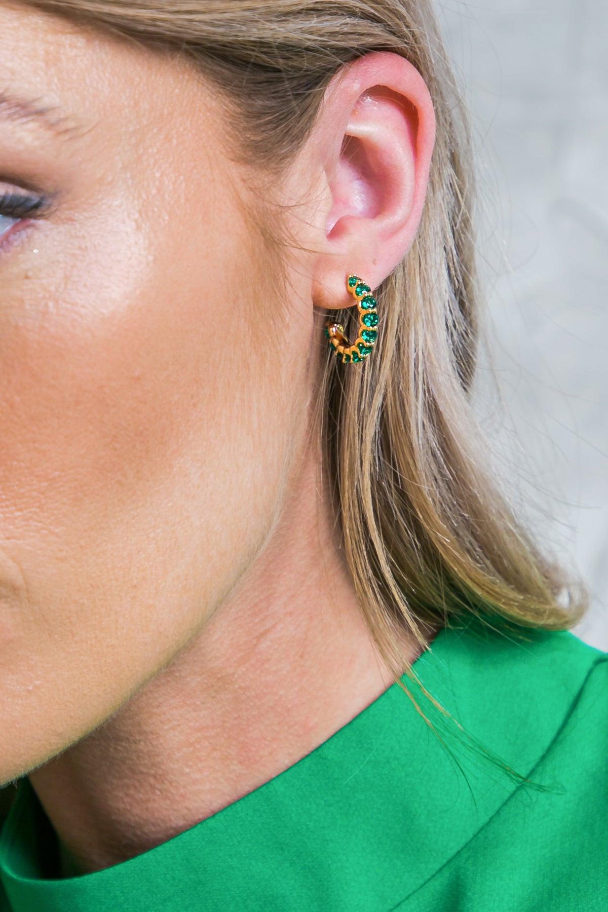 RUBY HOOP EARRINGS.