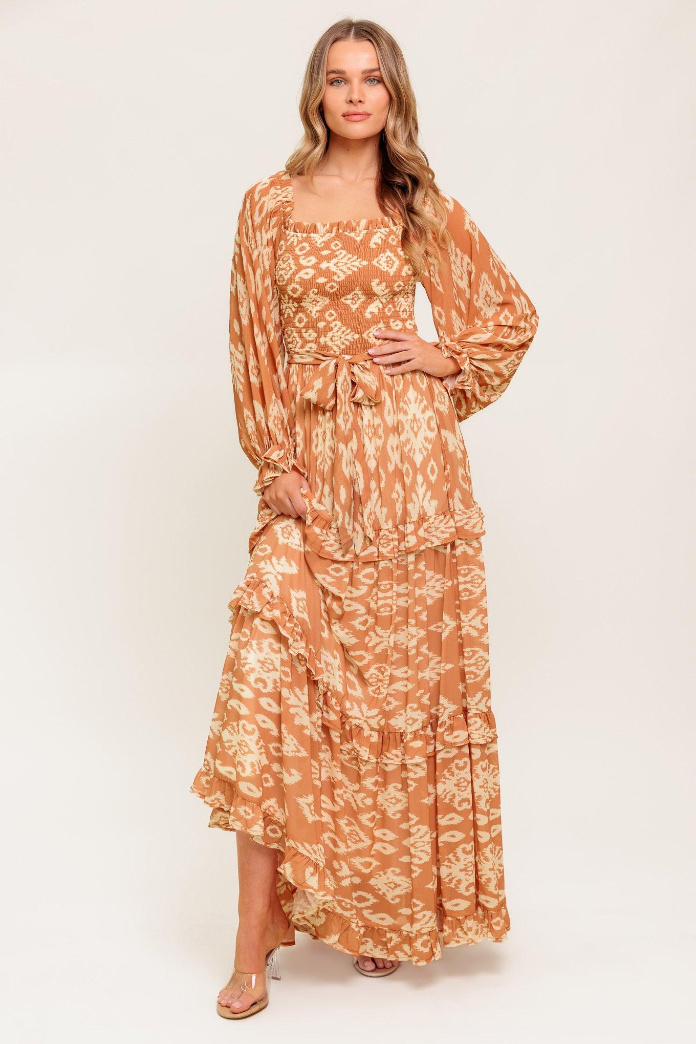COSMOPOLITAN ELEGANCE WOVEN MAXI DRESS.