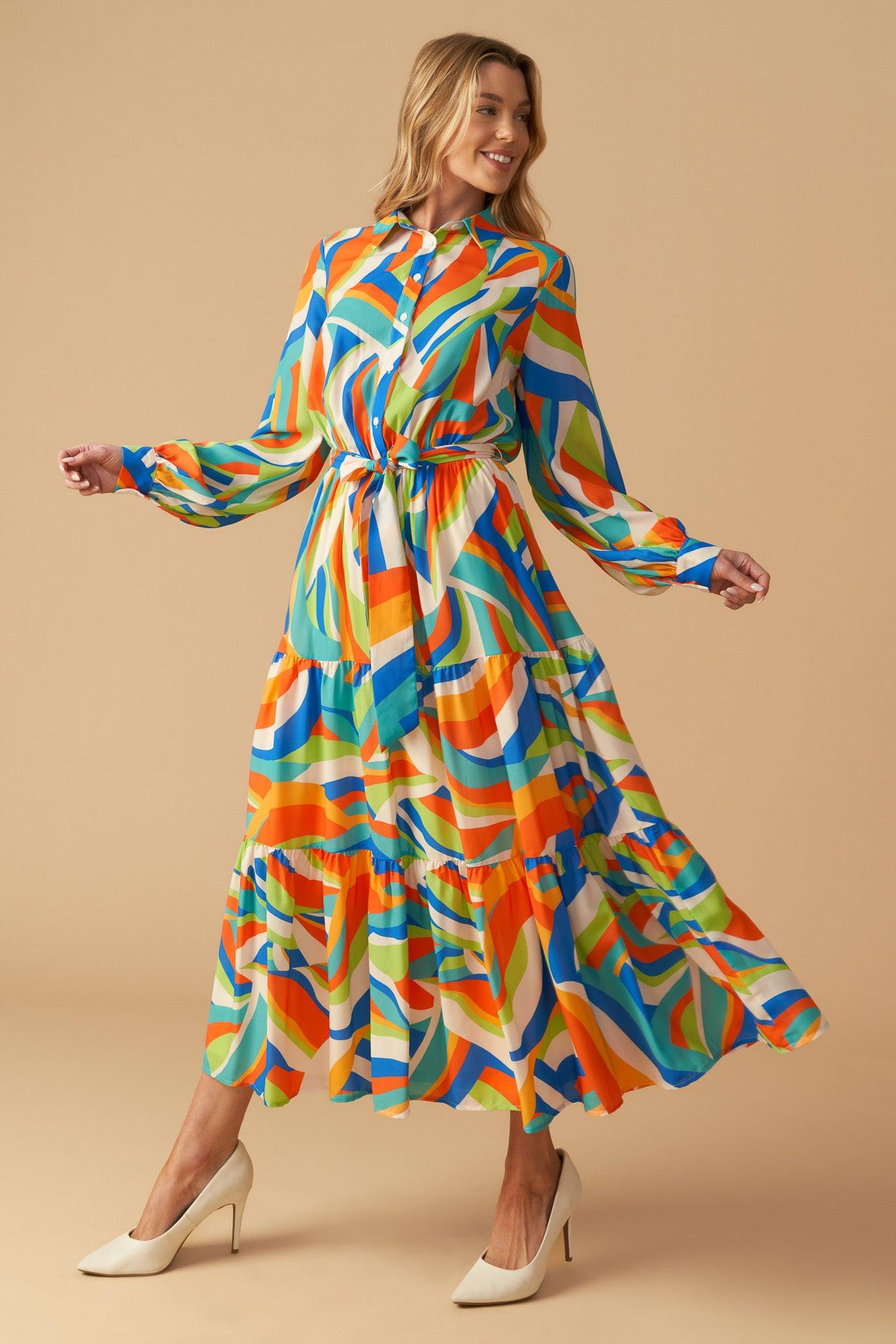 GLAM ATTITUDE WOVEN MIDI SHIRT DRESS.