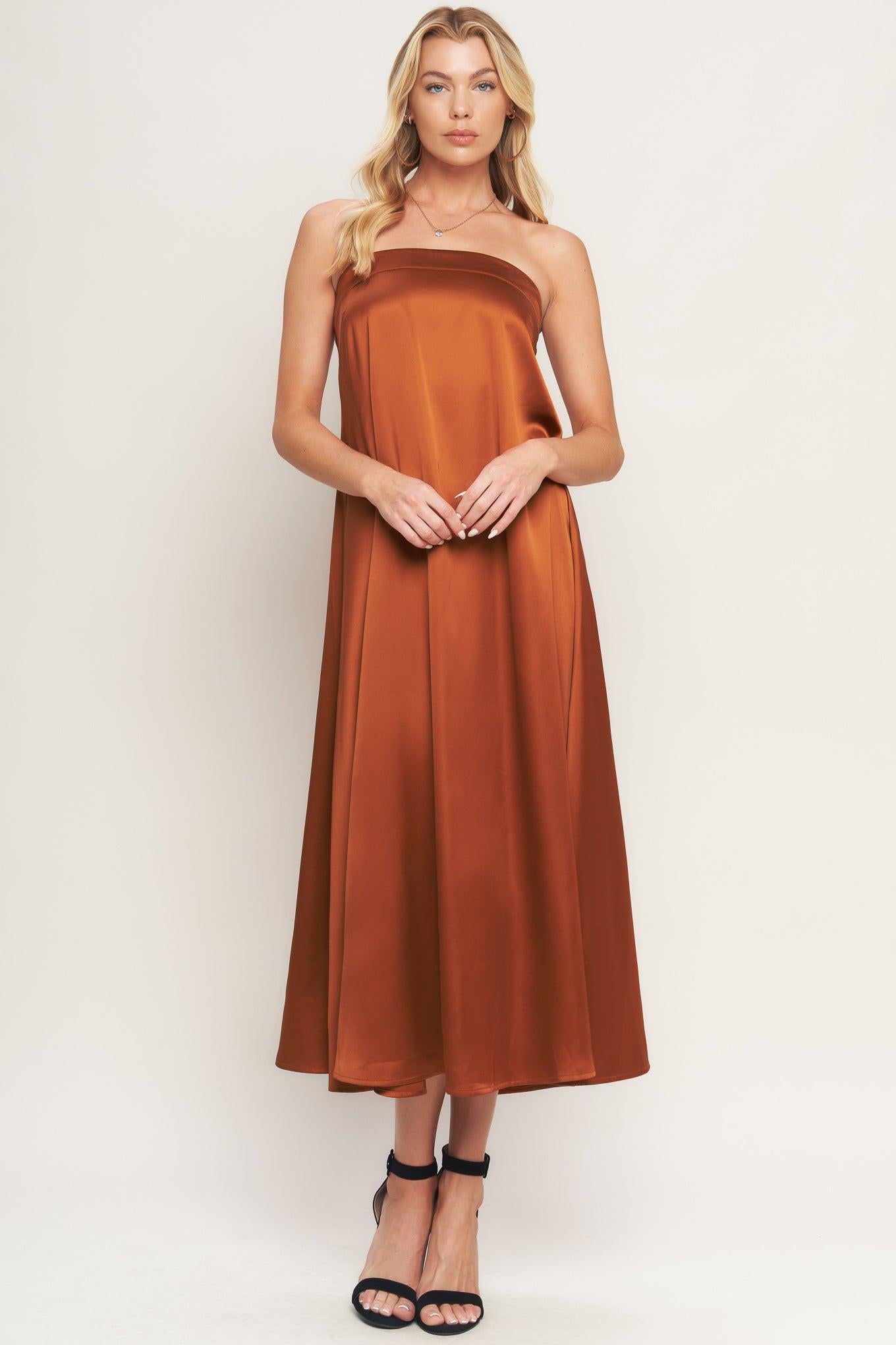 FROSTY ELEGANCE WOVEN MIDI DRESS.