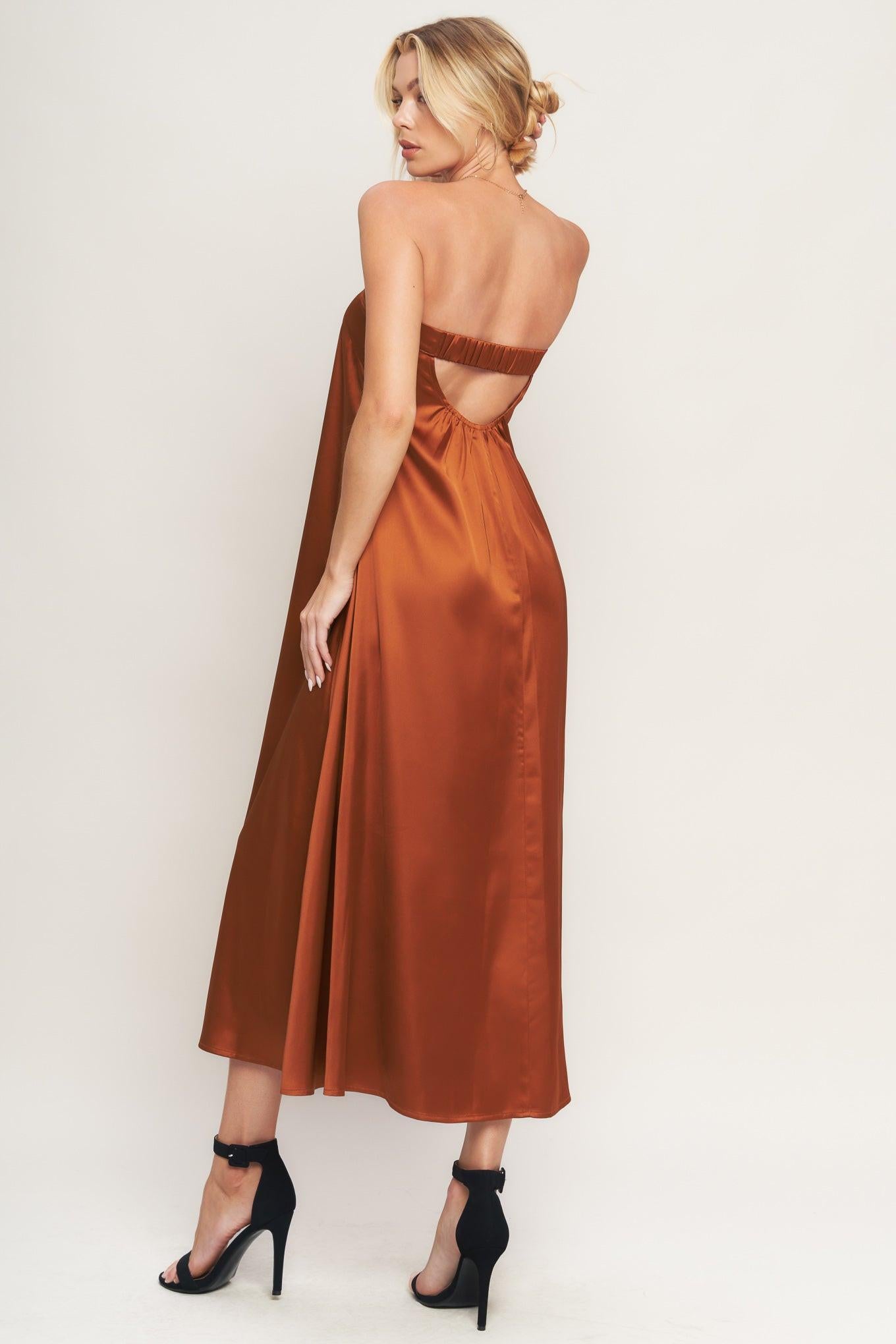 FROSTY ELEGANCE WOVEN MIDI DRESS.