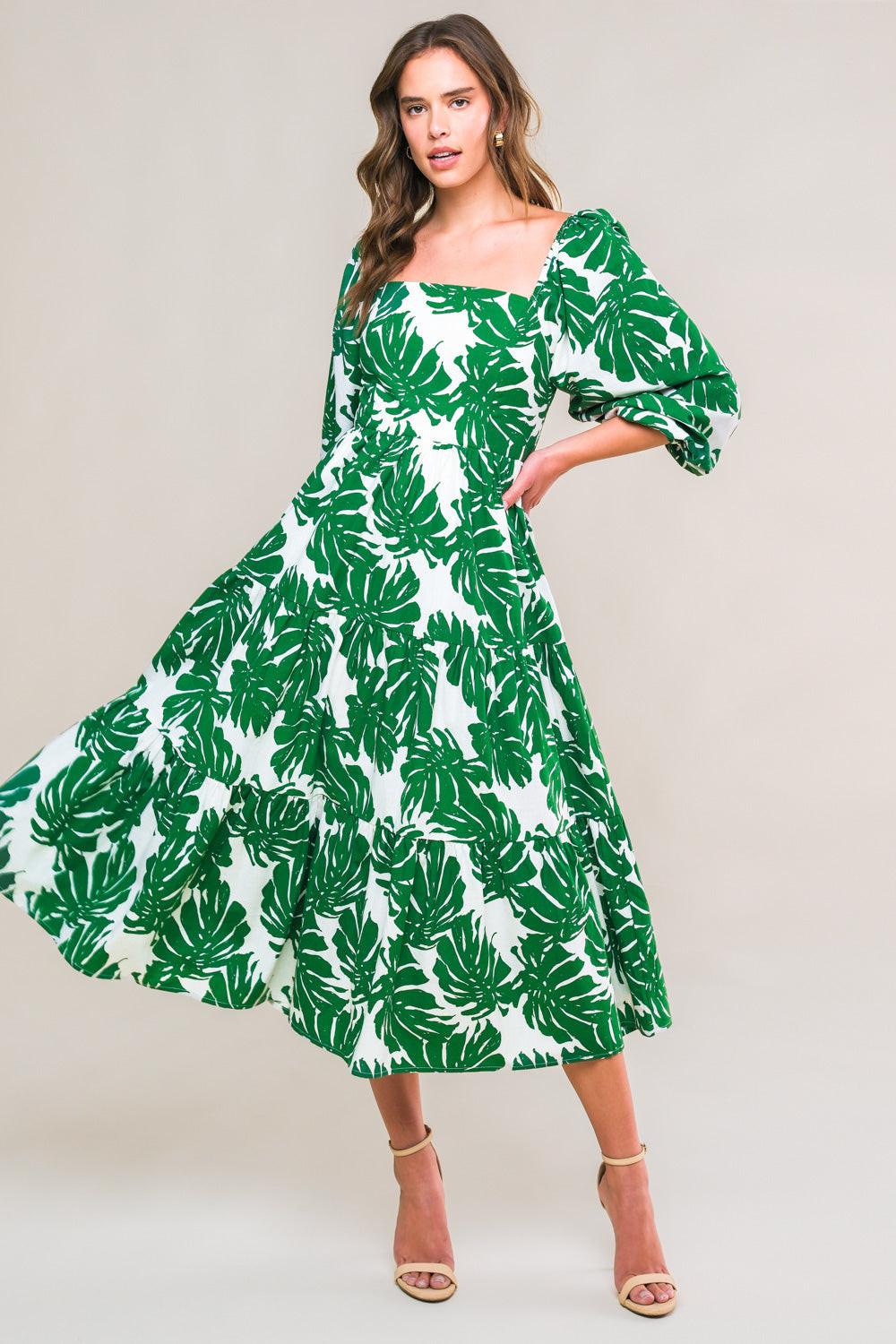 ALL THE DRAMA WOVEN MIDI DRESS.