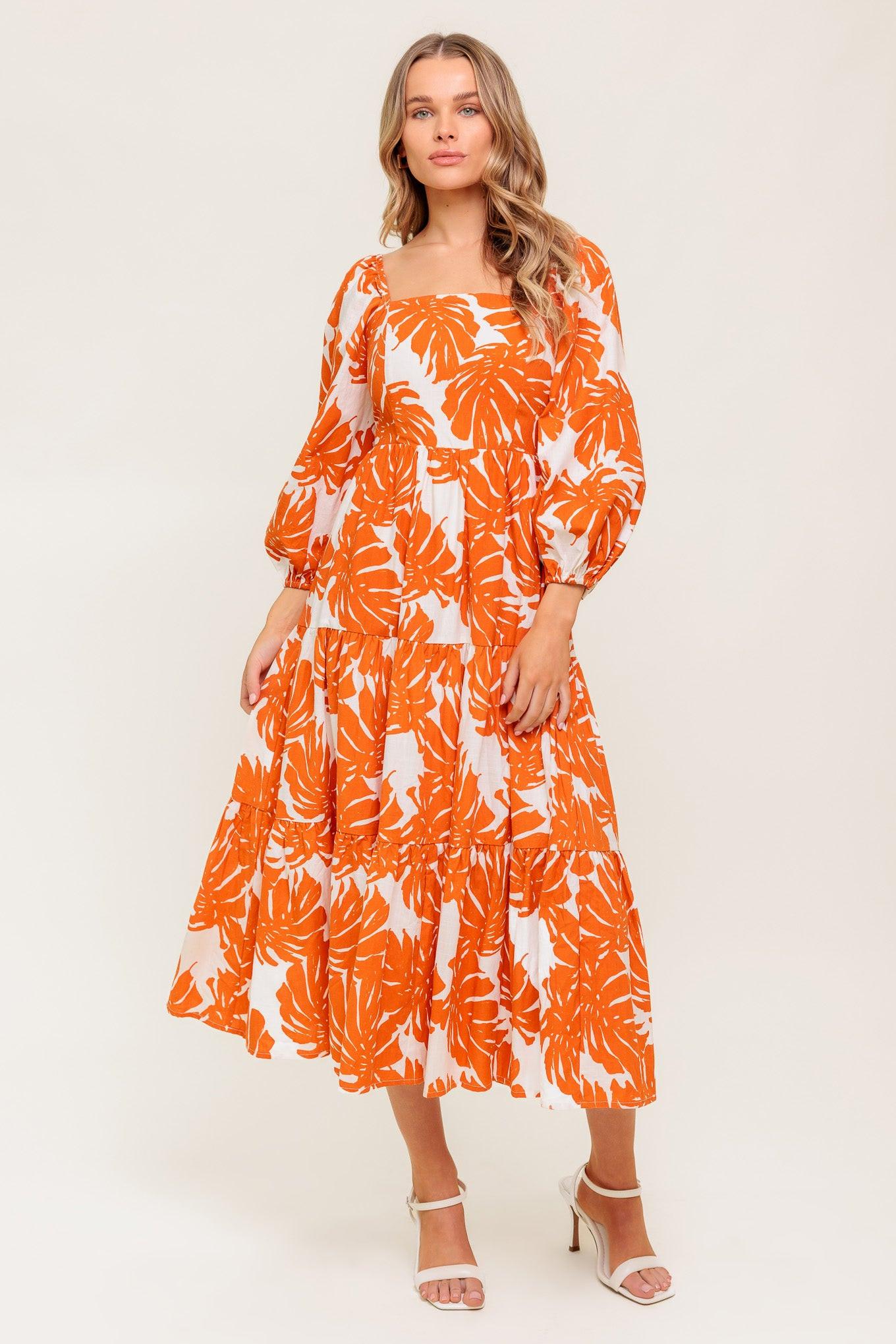 ALL THE DRAMA WOVEN MIDI DRESS.