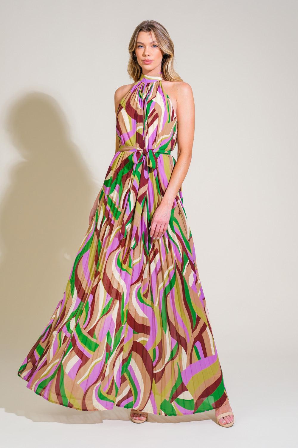 As Time Goes by Woven Maxi Dress L Flying Tomato Green Burgundy / M
