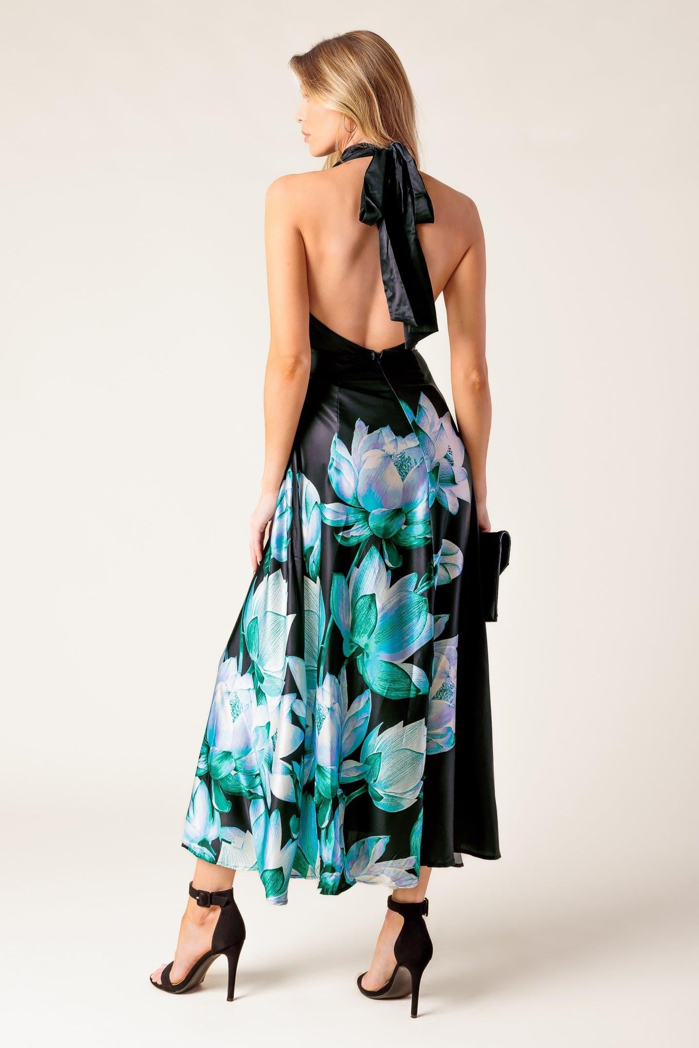 INSATIABLE FEELING WOVEN MIDI DRESS.