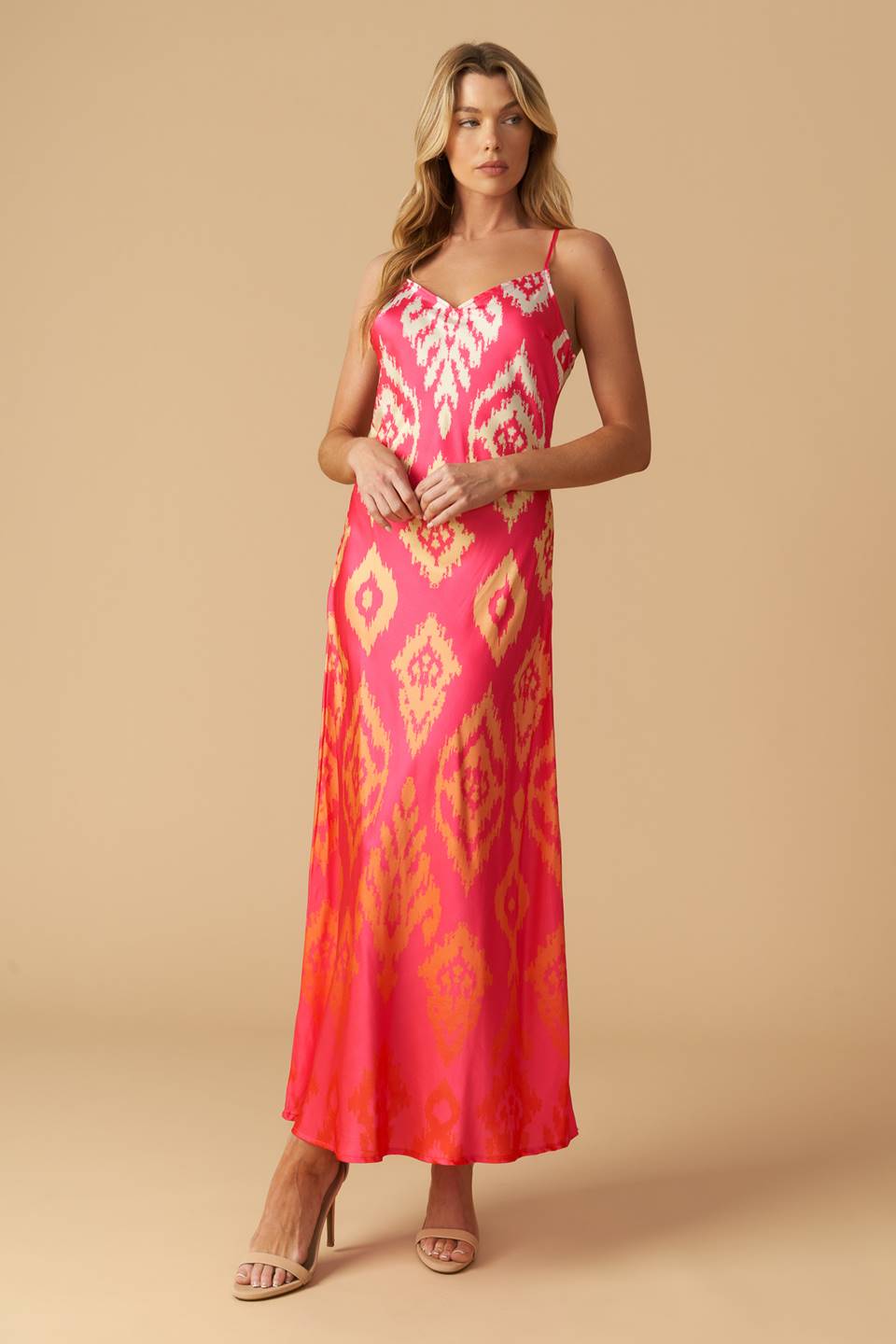 A printed woven slip dress with side zipper closure
Details:
Self: 97% Polyester 3% Spandex
Size & Fit
- Model is 5`8" And Wearing Size Small
- Measurements Taken From Size Small
- Approx. Length: 56"
