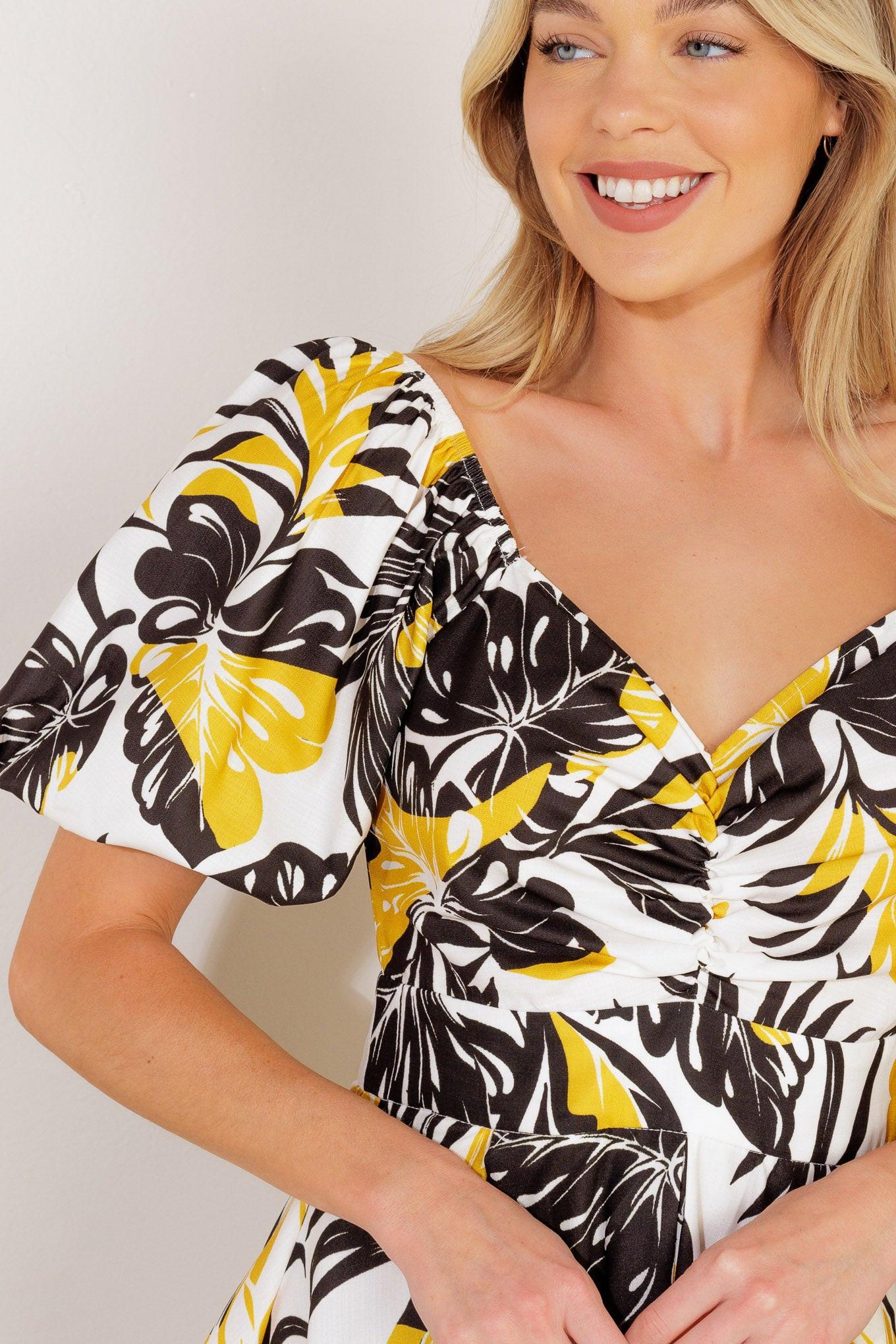 LEAD THE WAY WOVEN MINI DRESS.