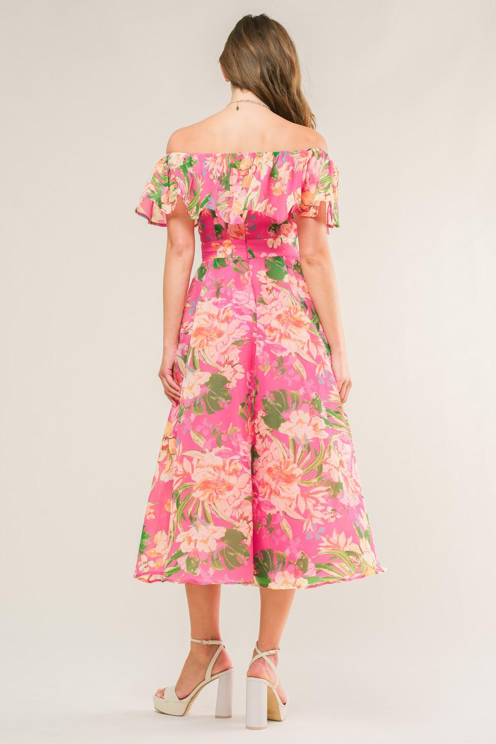 HAPPIEST HERE WOVEN MIDI DRESS.