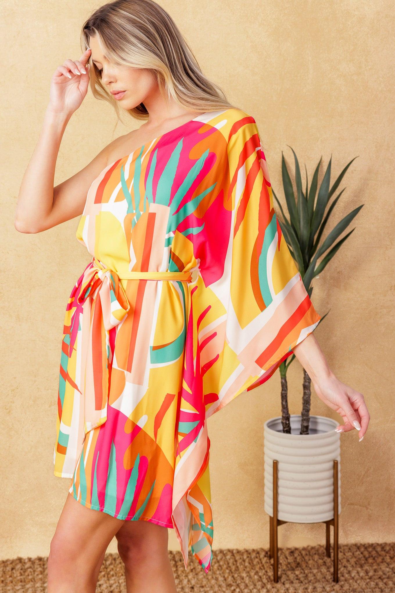 EASY WAY OUT WOVEN KAFTAN MINI DRESS - Flying Tomato - DRESSES - Flying Tomato