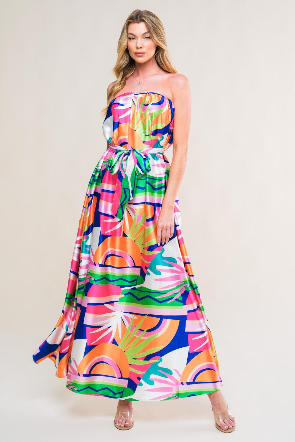 SUMMERY INCLINATION WOVEN MIDI DRESS.
