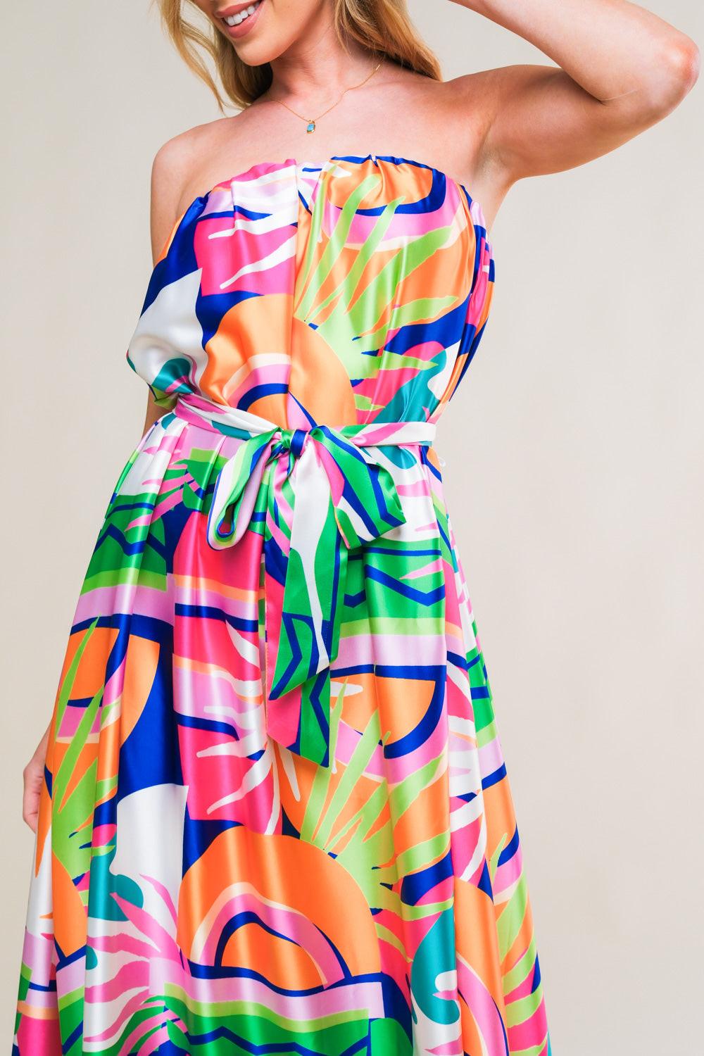 SUMMERY INCLINATION WOVEN MIDI DRESS.