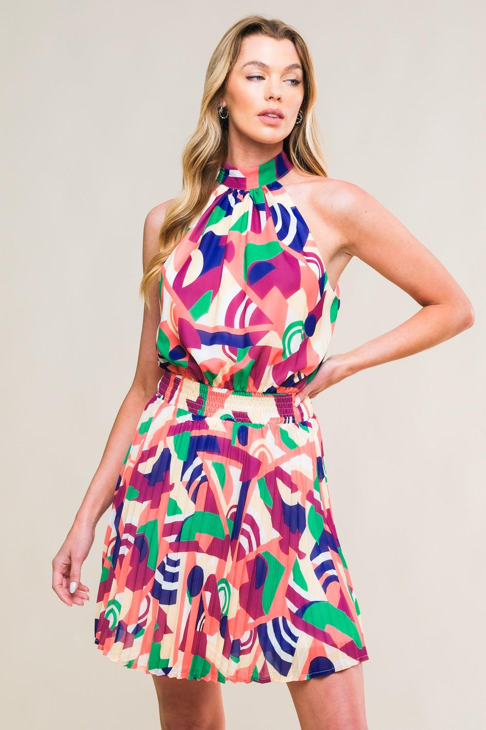 SWEETLY ELEVATED WOVEN MINI DRESS.