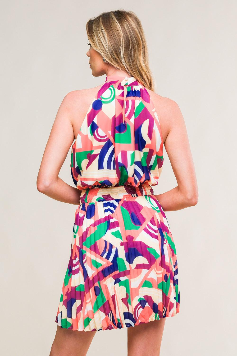 SWEETLY ELEVATED WOVEN MINI DRESS.