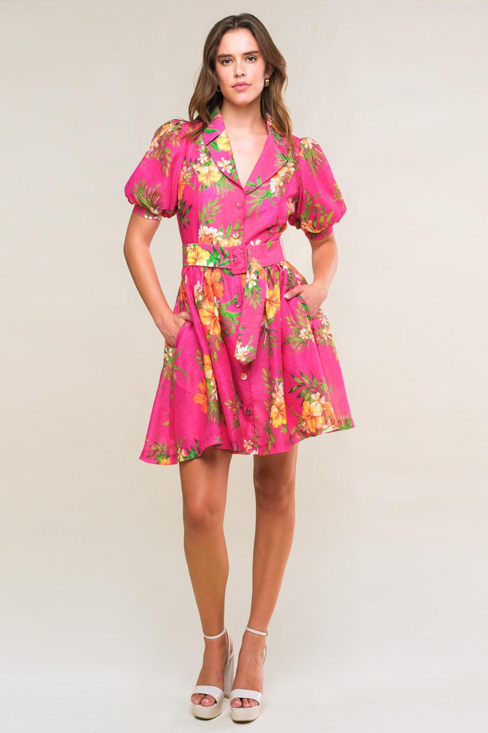 REMARKABLE ENTRANCE WOVEN MINI DRESS.