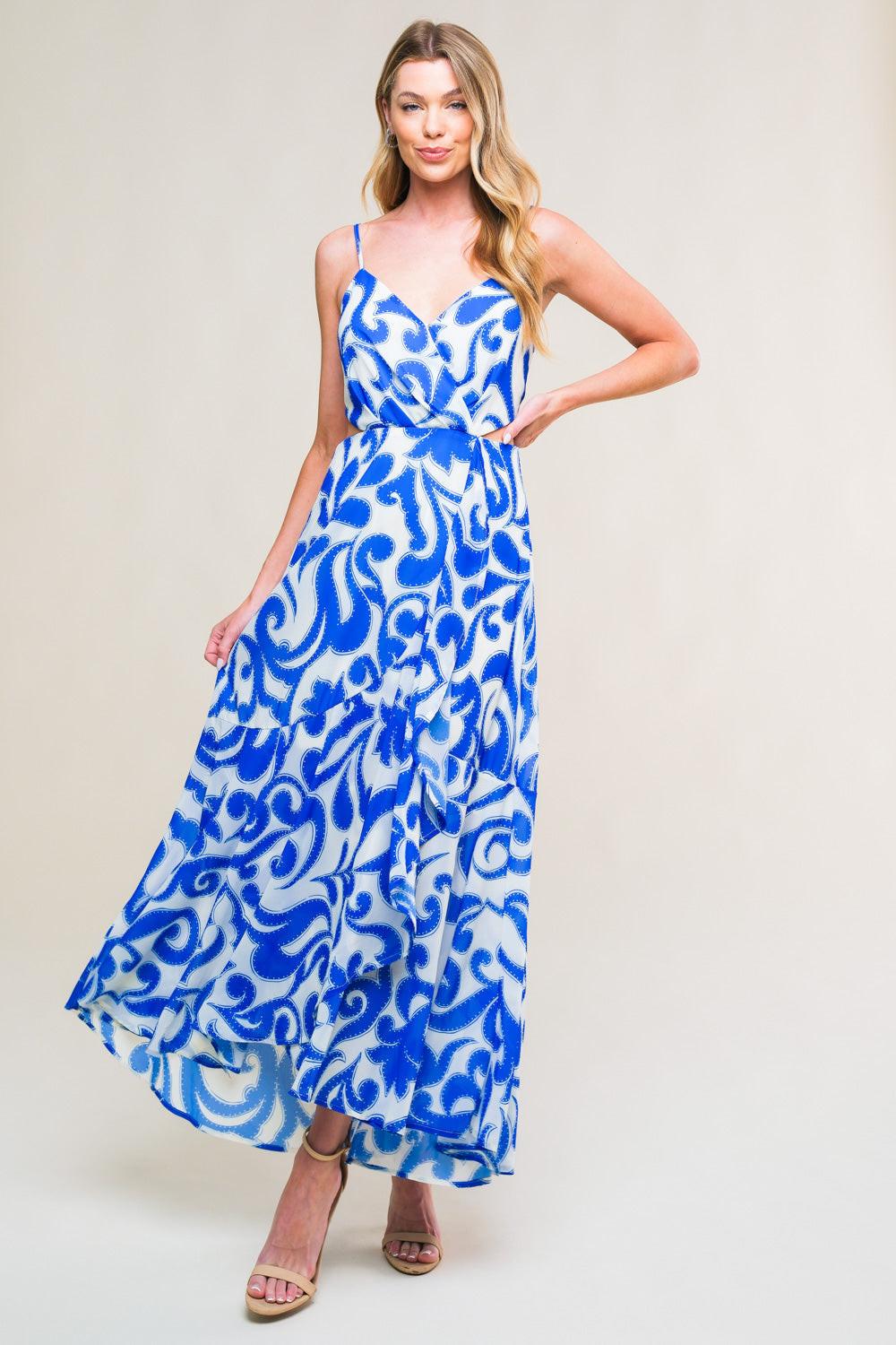 getaway midi dress GETAWAY ICON WOVEN MIDI DRESS L FLYING TOMATO IVORY BLUE / L