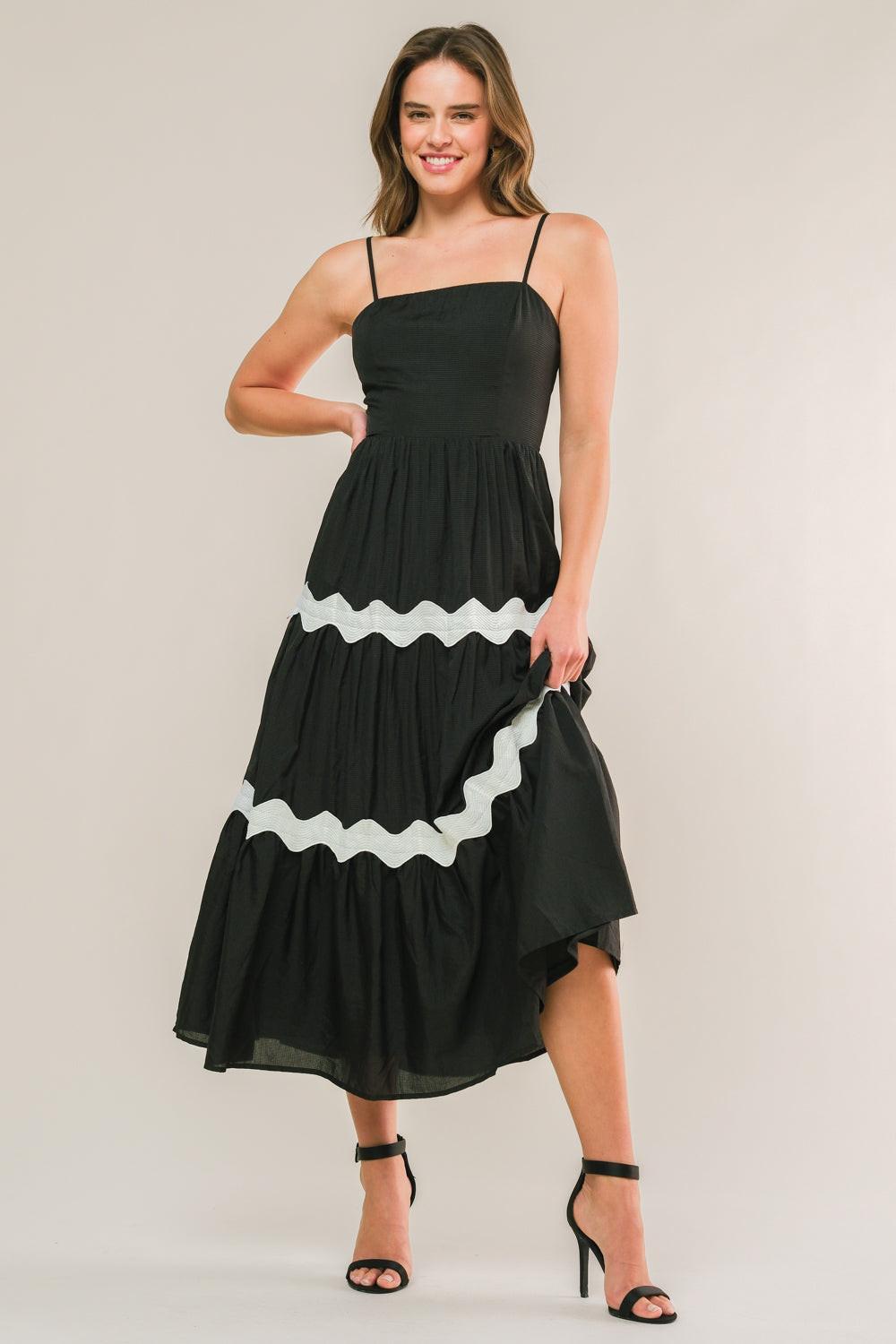 SUMMER SPRITZ WOVEN MIDI DRESS.
