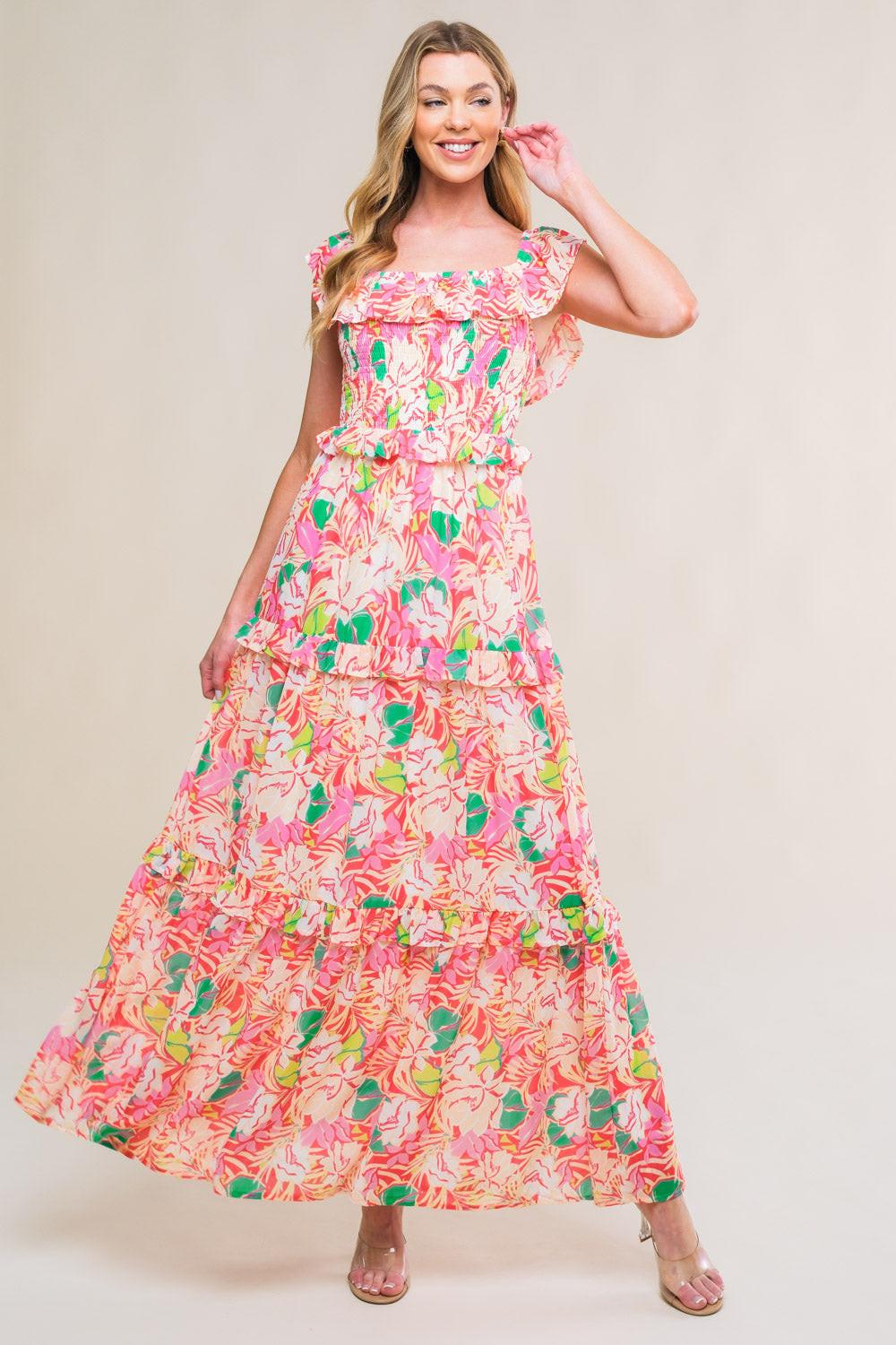 RELAXED CHARM WOVEN MIDI DRESS.