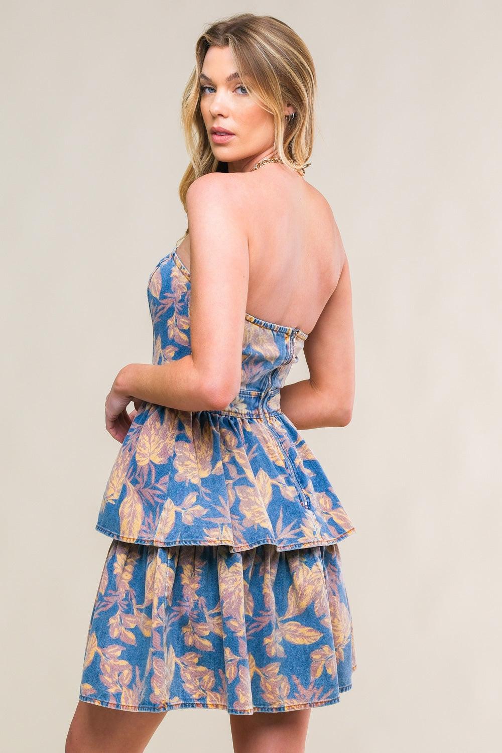 SUMMER MOMENTS DENIM MINI DRESS.