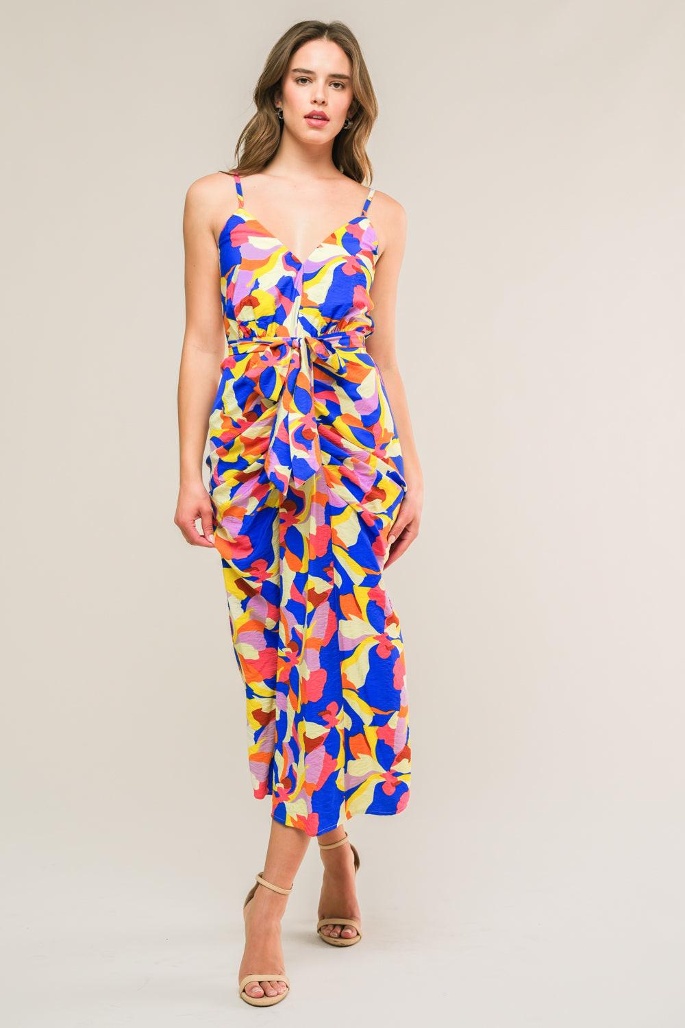 WHAT DREAMS ARE MADE WOVEN MIDI DRESS.