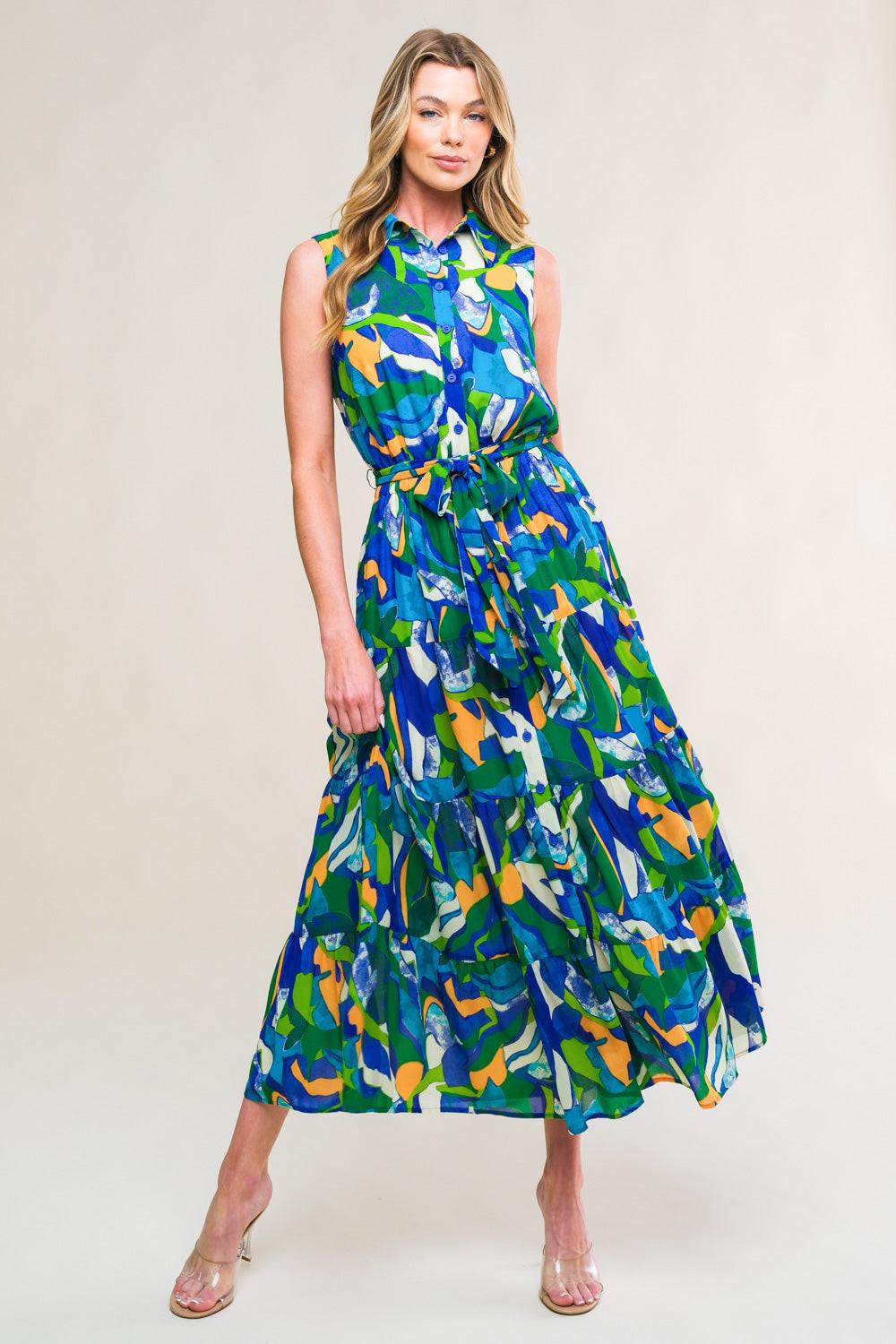 PRISTINE CHICNESS WOVEN MIDI DRESS.