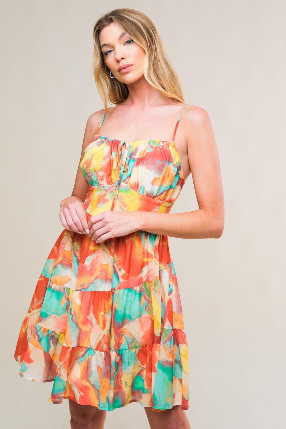 MAJESTIC ENERGY WOVEN MINI DRESS.