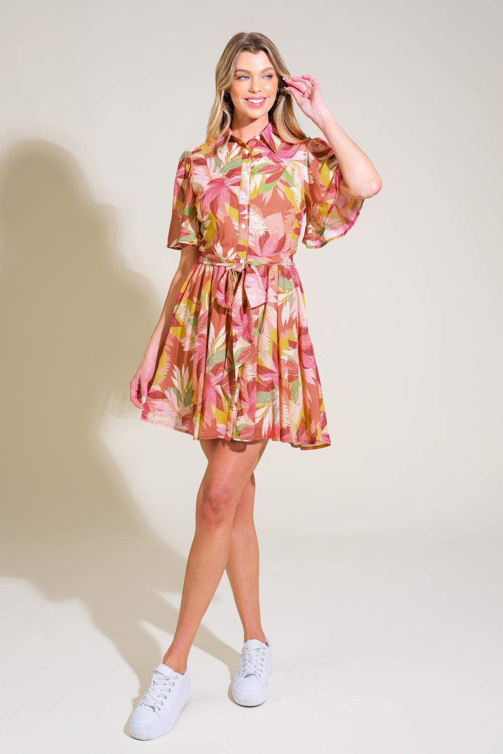 WHIMSICAL WAVES WOVEN MINI DRESS.