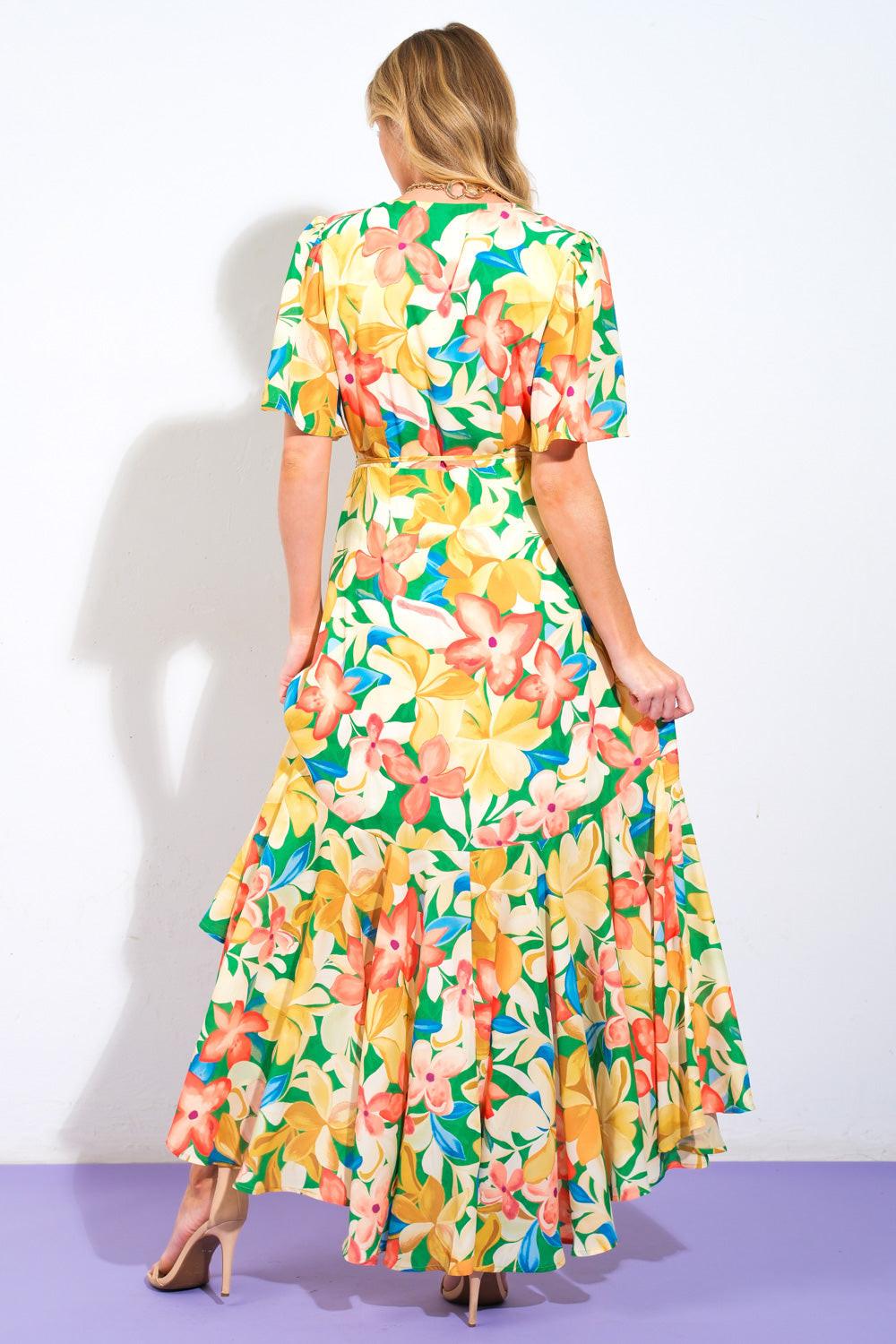 ELABORATE CHARM WOVEN HI-LO DRESS.