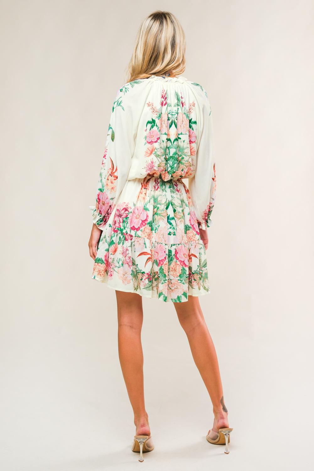 HAPPIEST HERE WOVEN MINI DRESS.