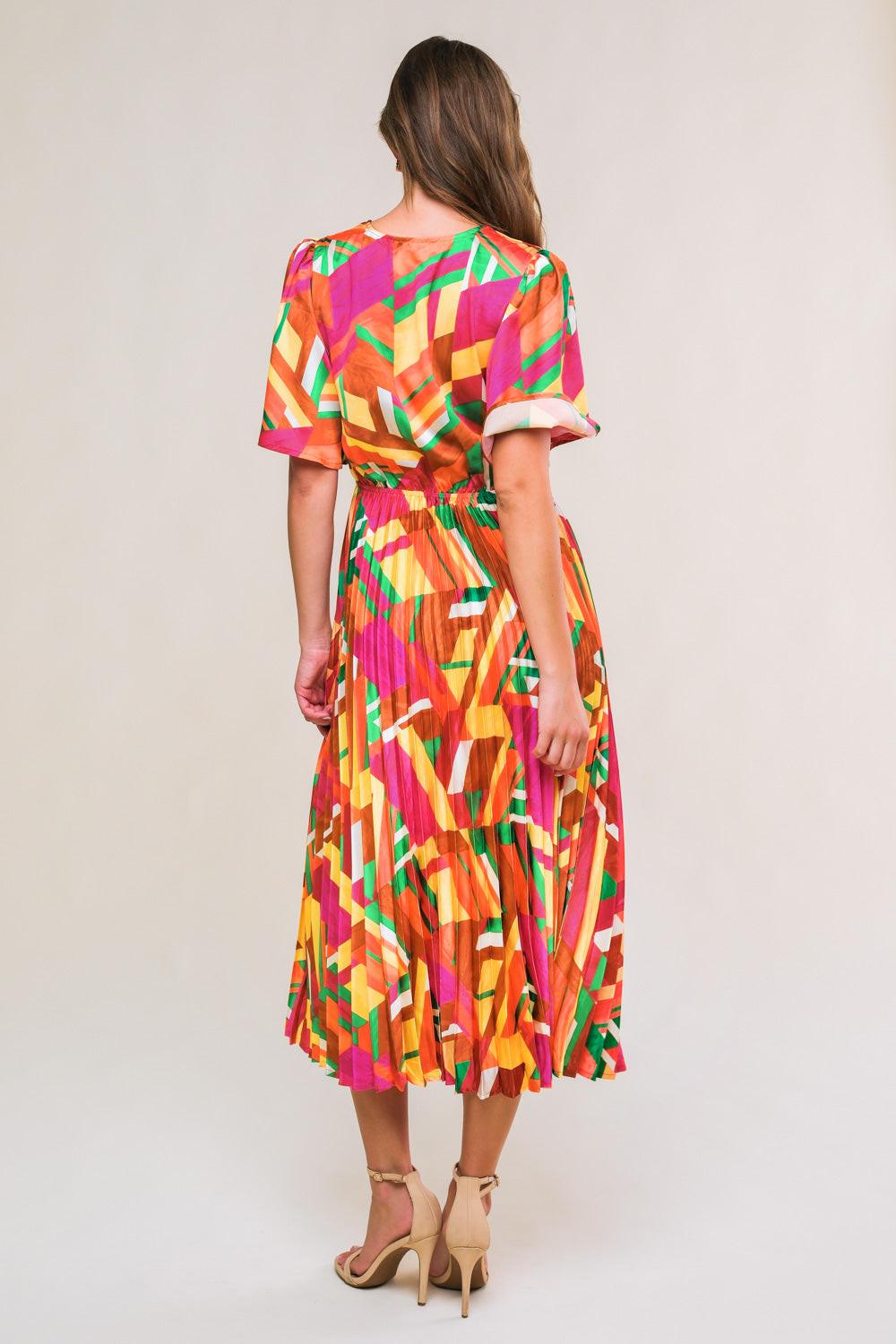 fun midi dress IRRESISTIBLE WOVEN l FLYING TOMATO BROWN/FUCHSIA/GREEN / M this one will have NA-02.06.26AM Size:2XL/3XL 60 Funeral Dress Code in