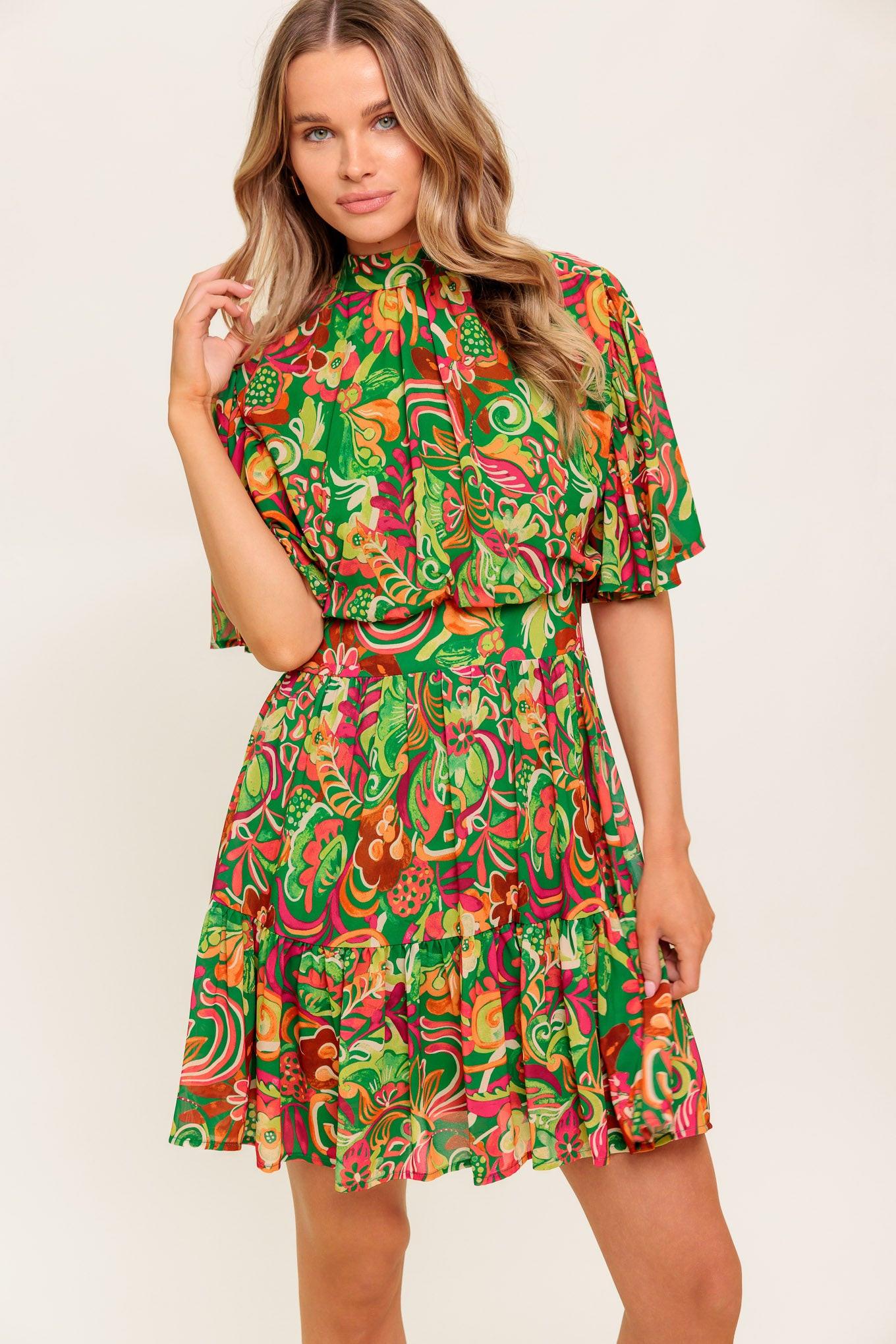 CLEAN AESTHETIC WOVEN MINI DRESS.