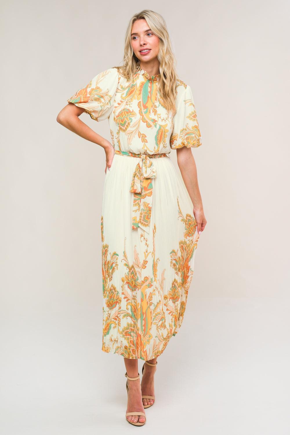 Enchanted to Meet Woven Midi Dress L Flying Tomato Ivory / M