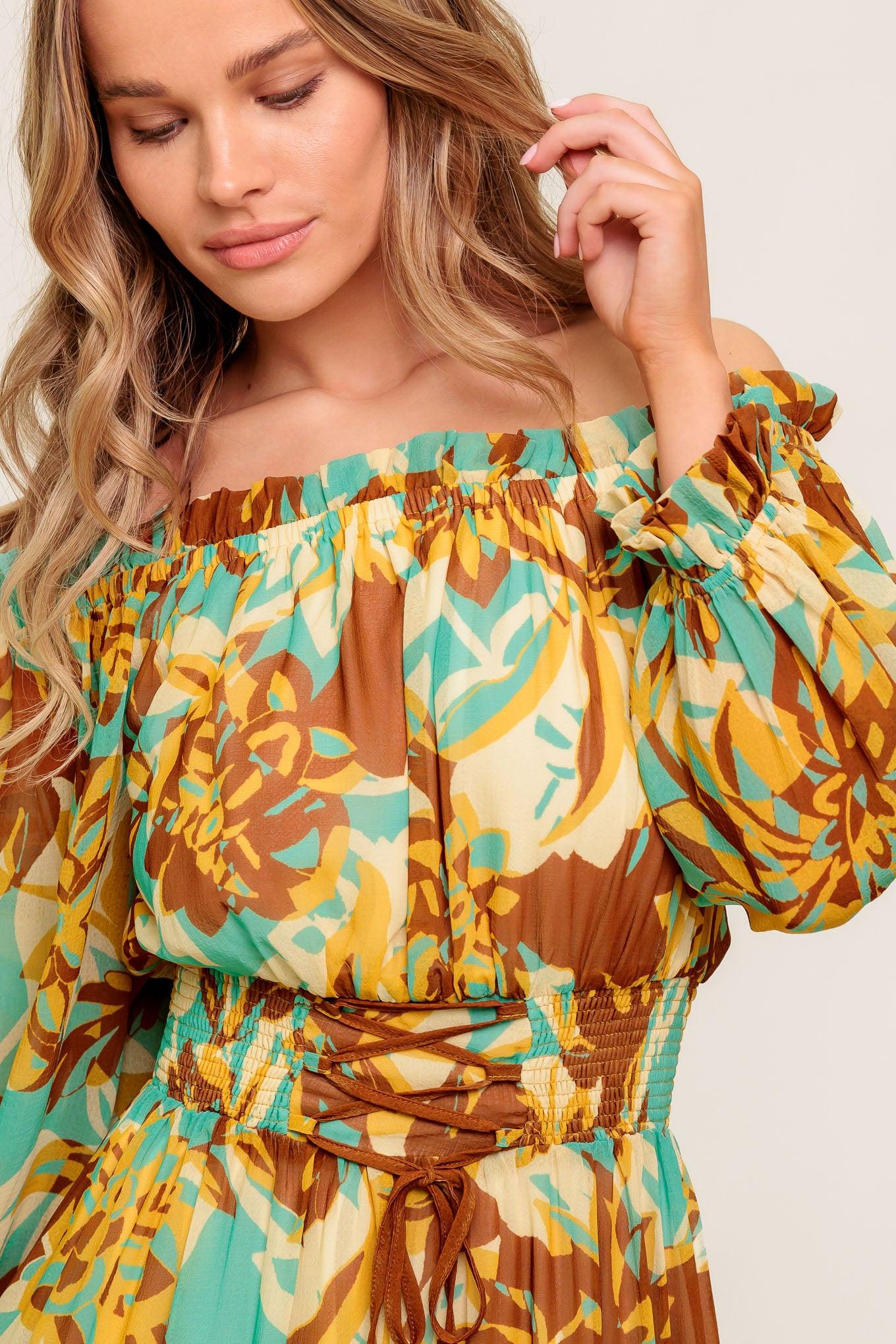 THENA SECRET GARDEN WOVEN MIDI DRESS.