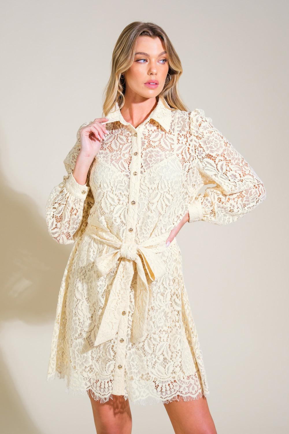 ADORE YOU LACE MINI DRESS l FLYING TOMATO CREAM / M