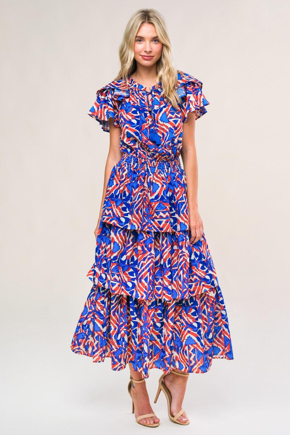 BACK TO FUN WOVEN MIDI DRESS.