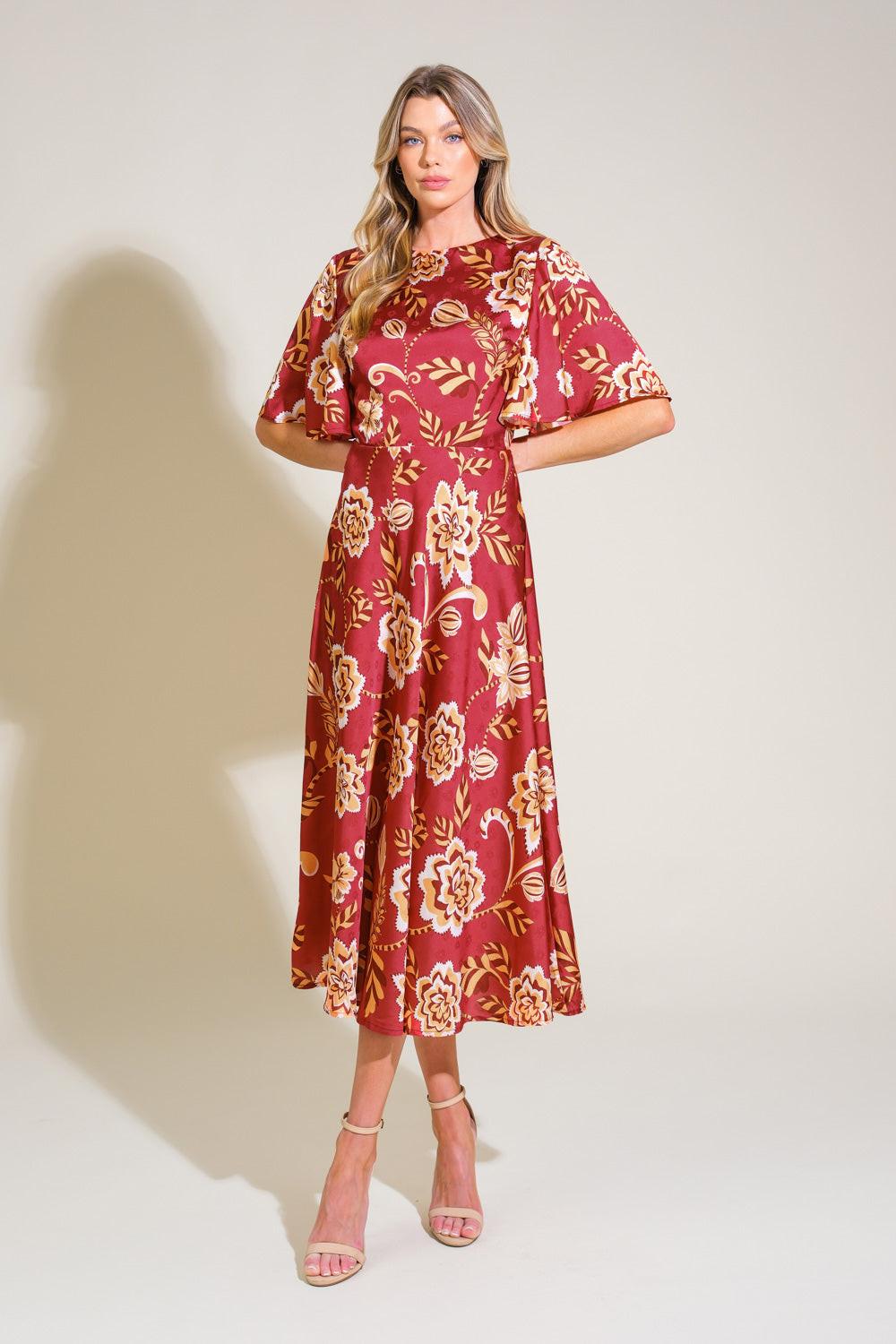 TOTAL FRILL WOVEN MIDI DRESS.