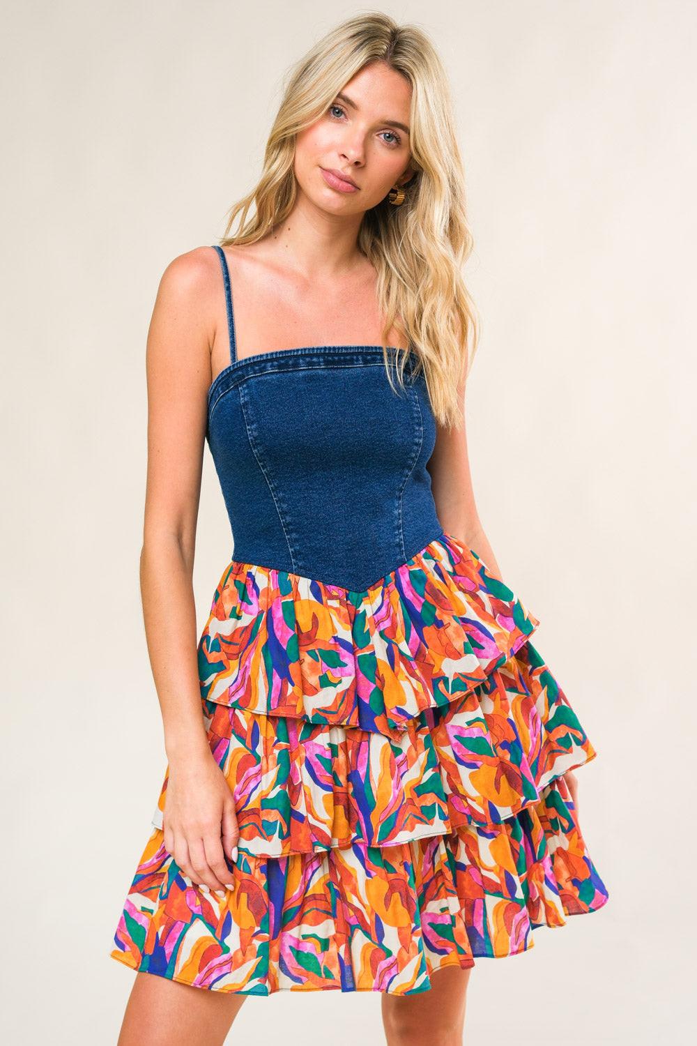 LACED IN LOVE WOVEN MINI DRESS.